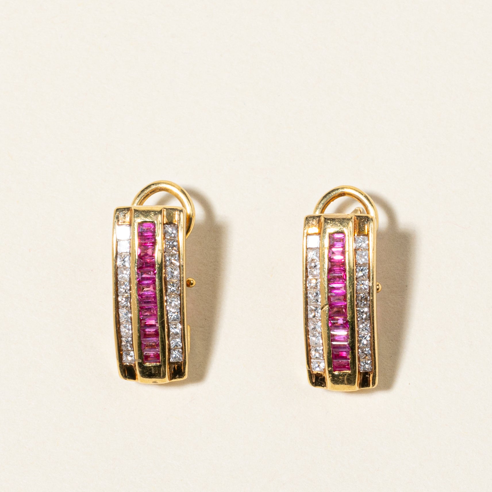 18K Yellow Gold Ruby & Diamond Earrings | 0.85ctw, 0.63ctw |