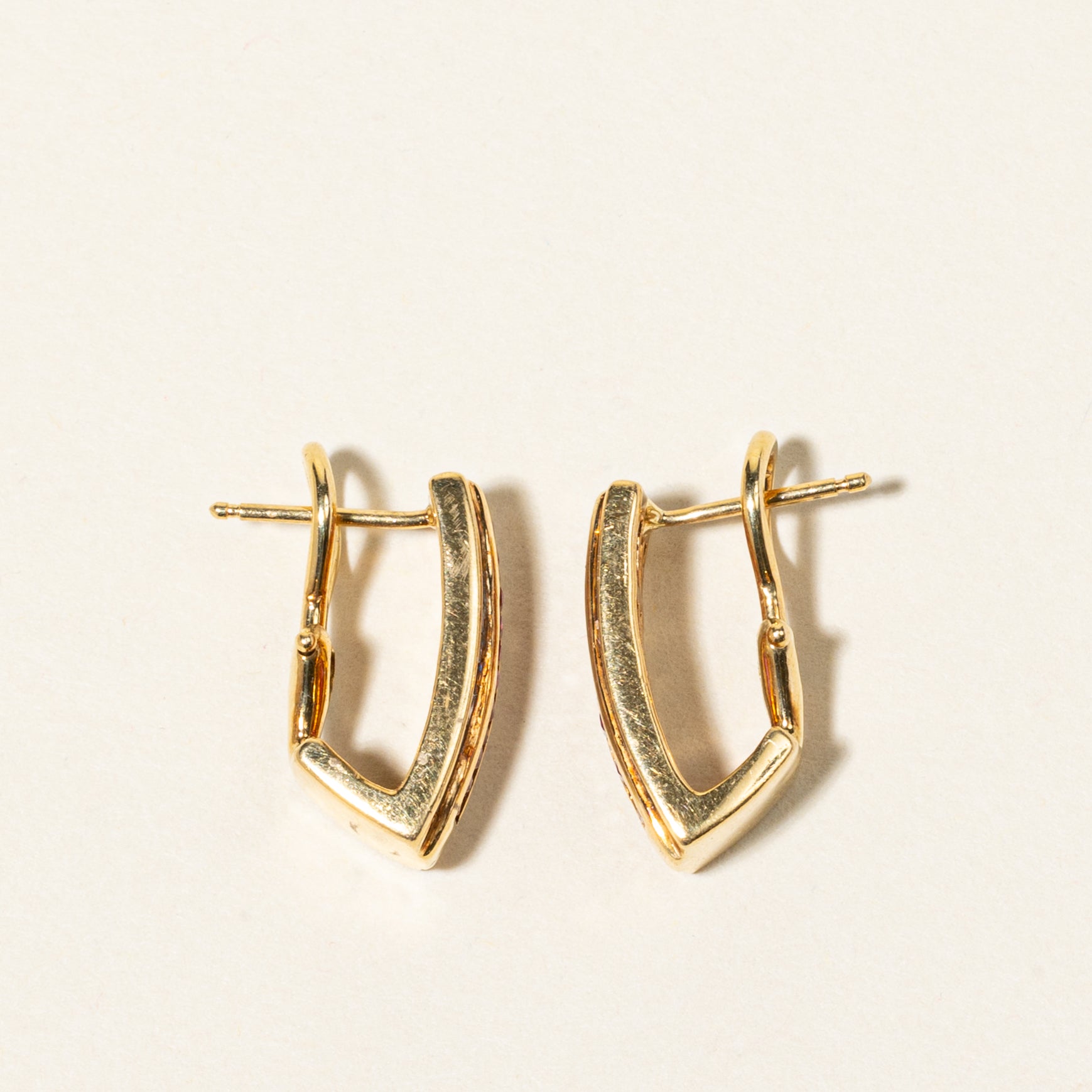 18K Yellow Gold Ruby & Diamond Earrings | 0.85ctw, 0.63ctw |