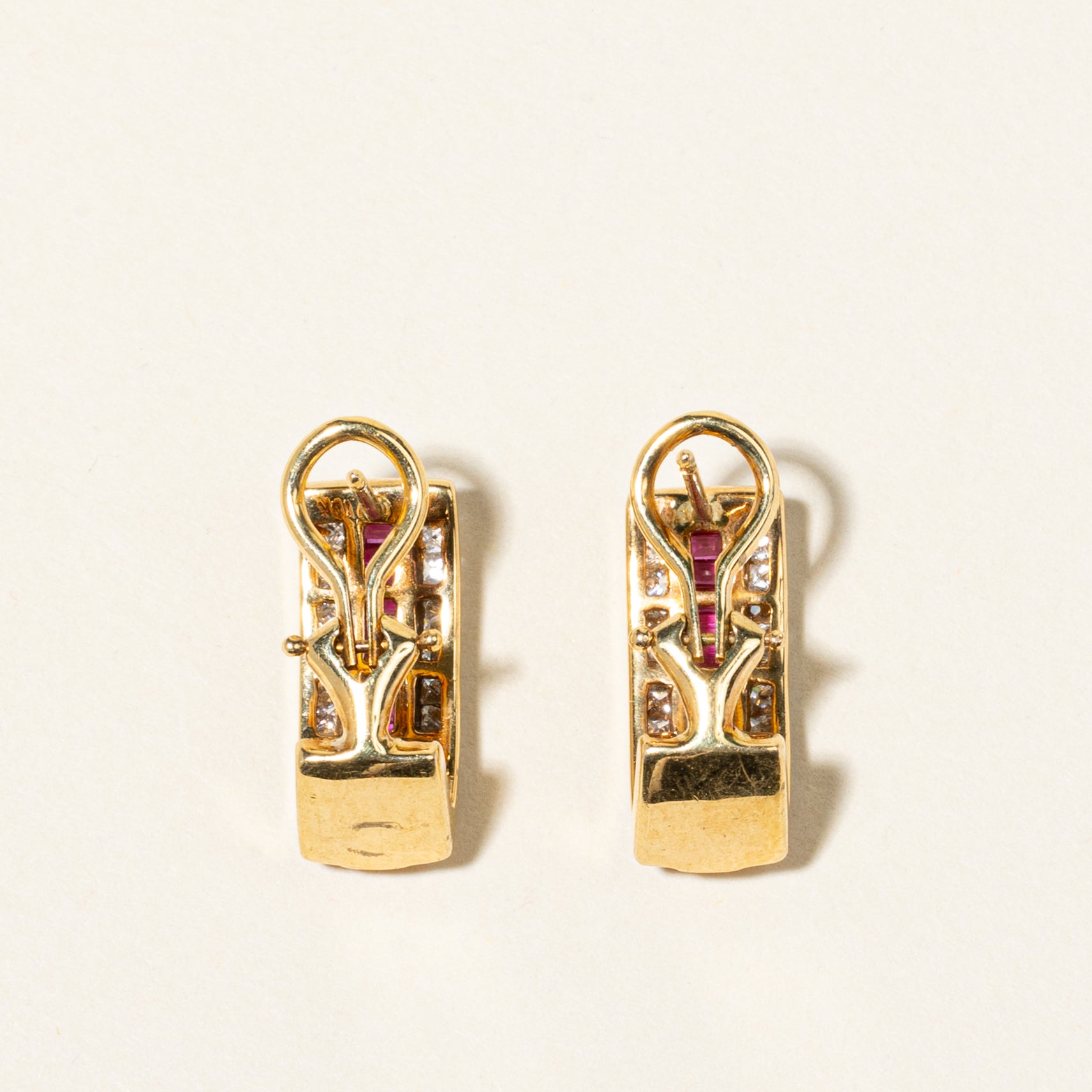 18K Yellow Gold Ruby & Diamond Earrings | 0.85ctw, 0.63ctw |