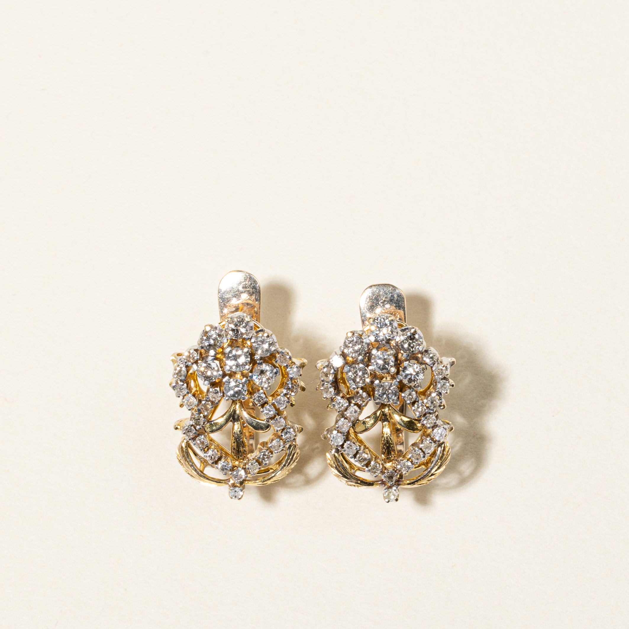 14K Yellow Gold Diamond Cluster Earrings | 1.22ctw |