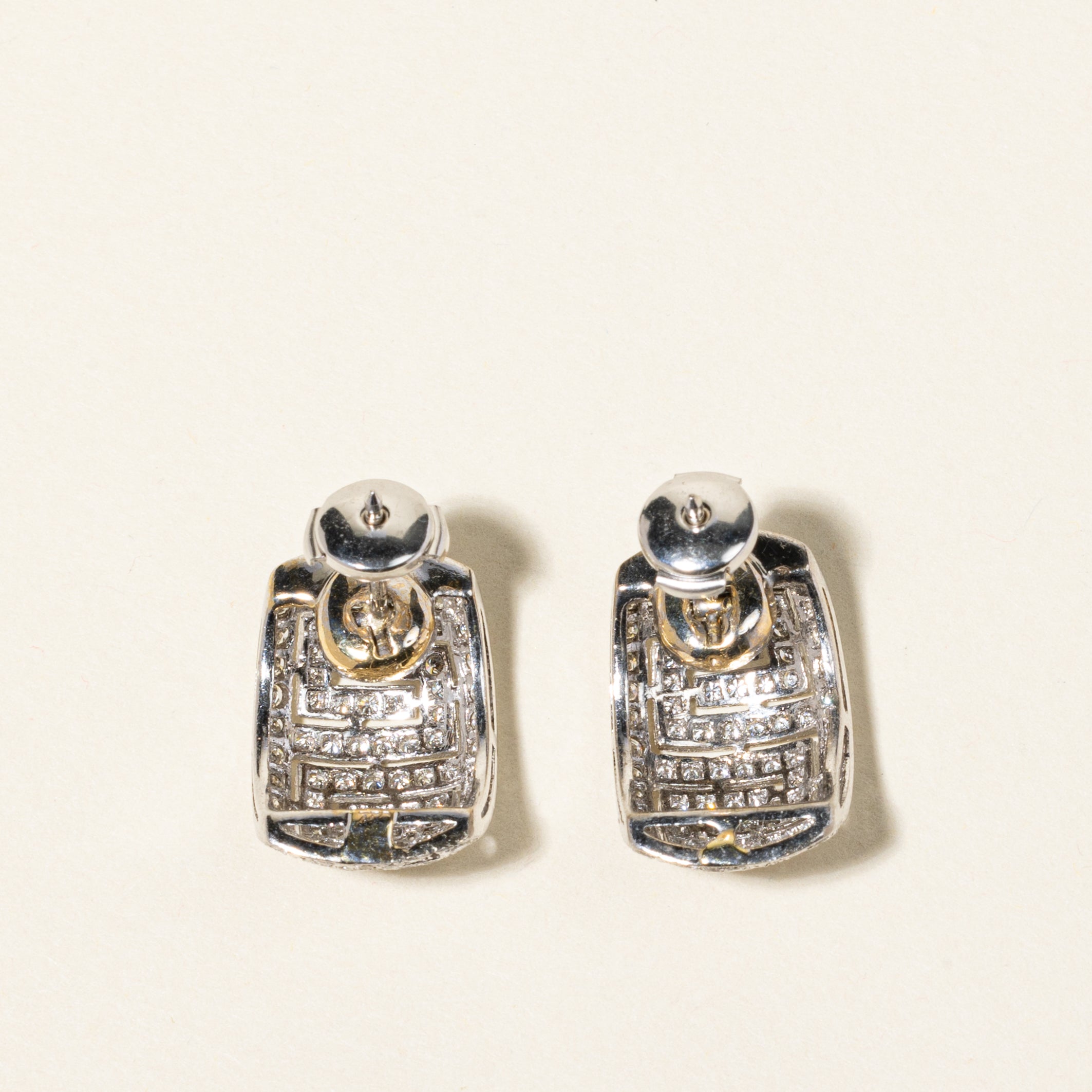 14K White Gold Diamond Cluster Stud Earrings | 1.85ctw