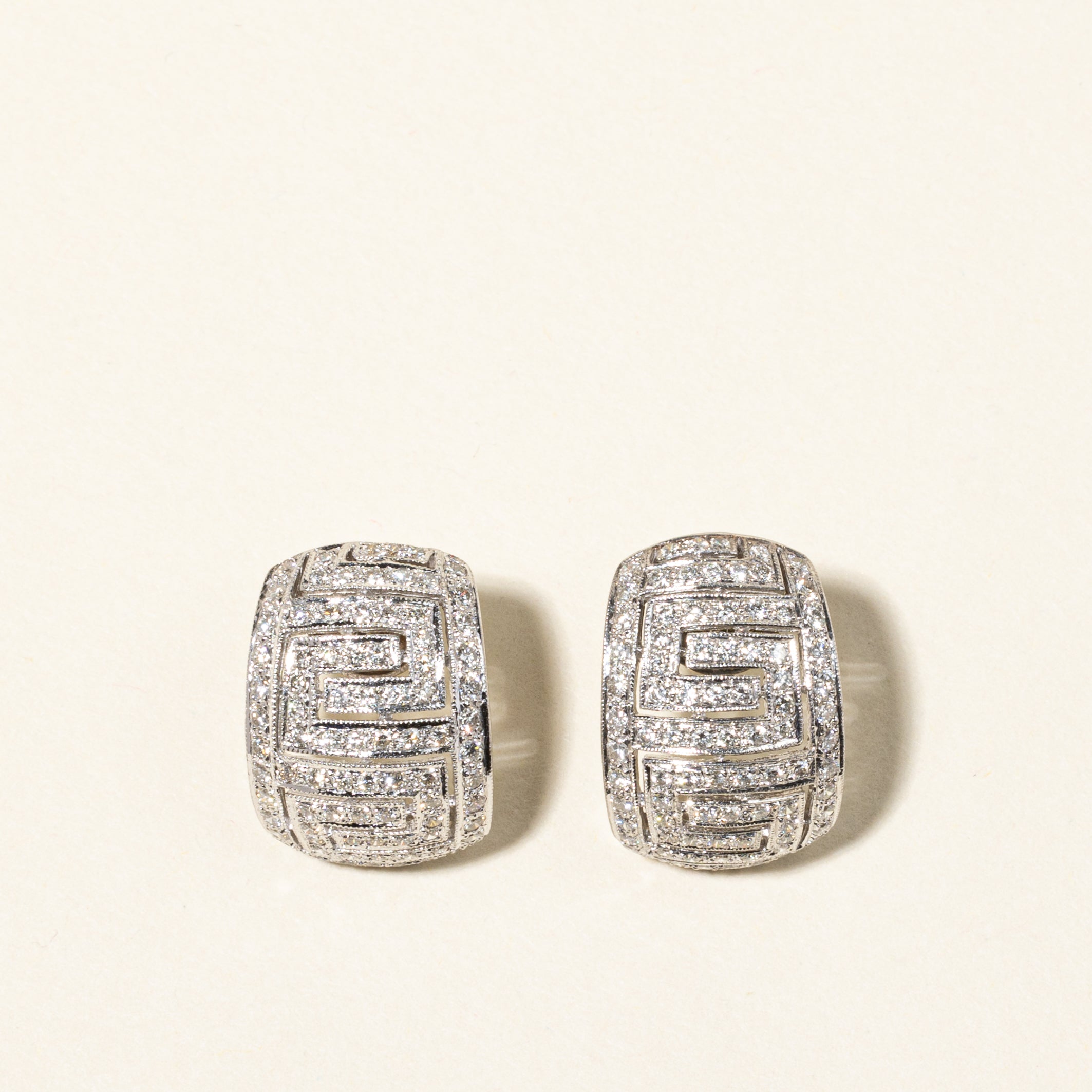 14K White Gold Diamond Cluster Stud Earrings | 1.85ctw