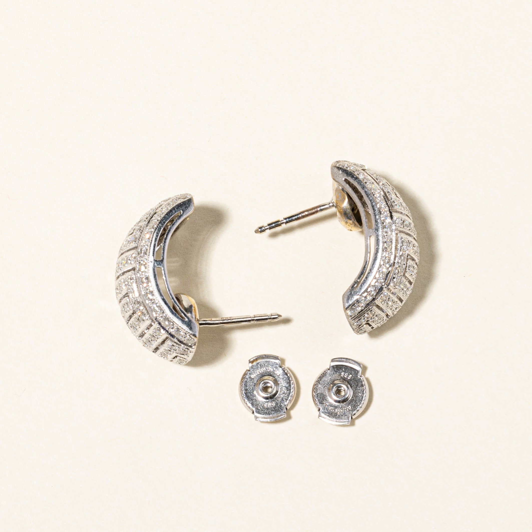 14K White Gold Diamond Cluster Stud Earrings | 1.85ctw