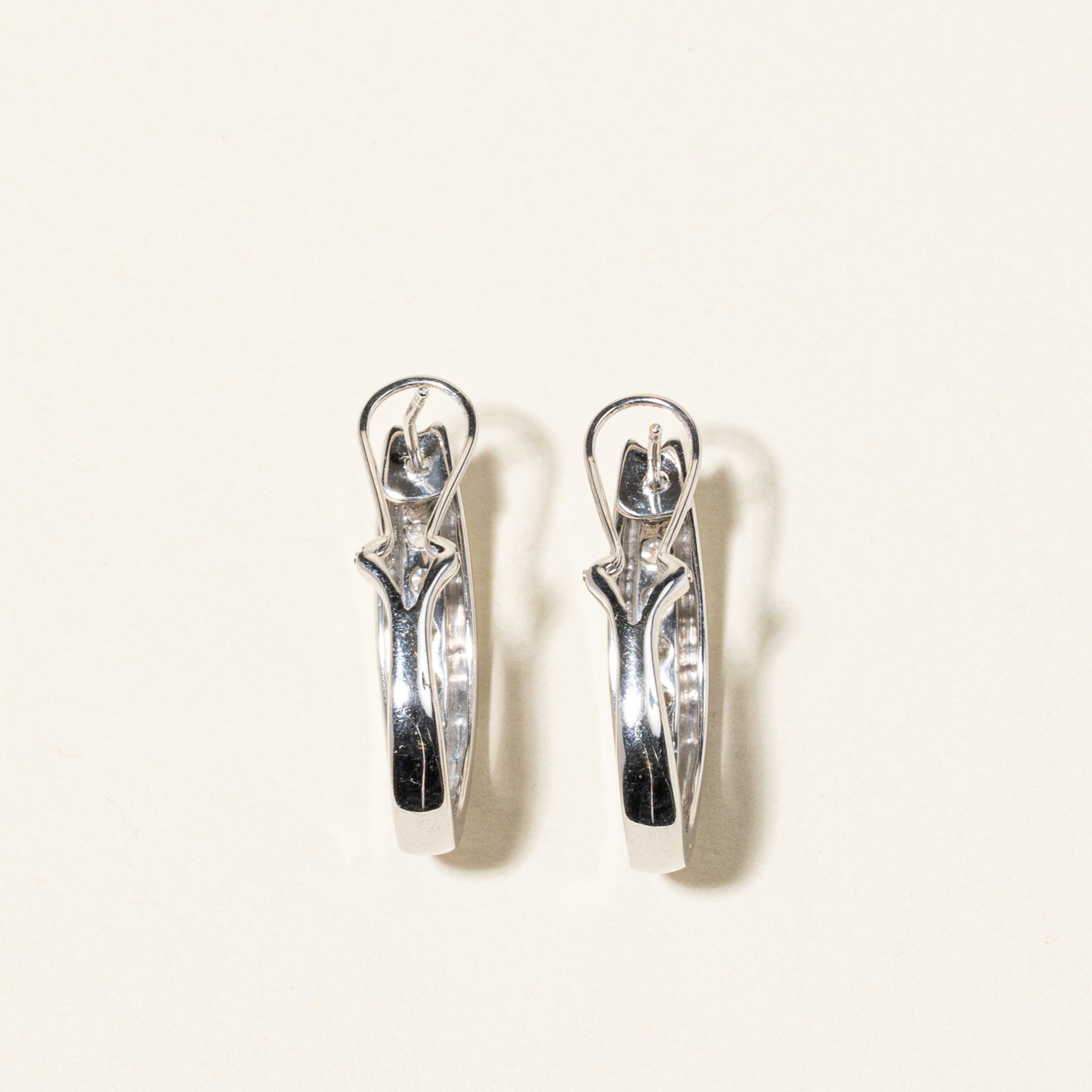 14K White Gold Diamond Oval Hoop Earrings | 0.90ctw |
