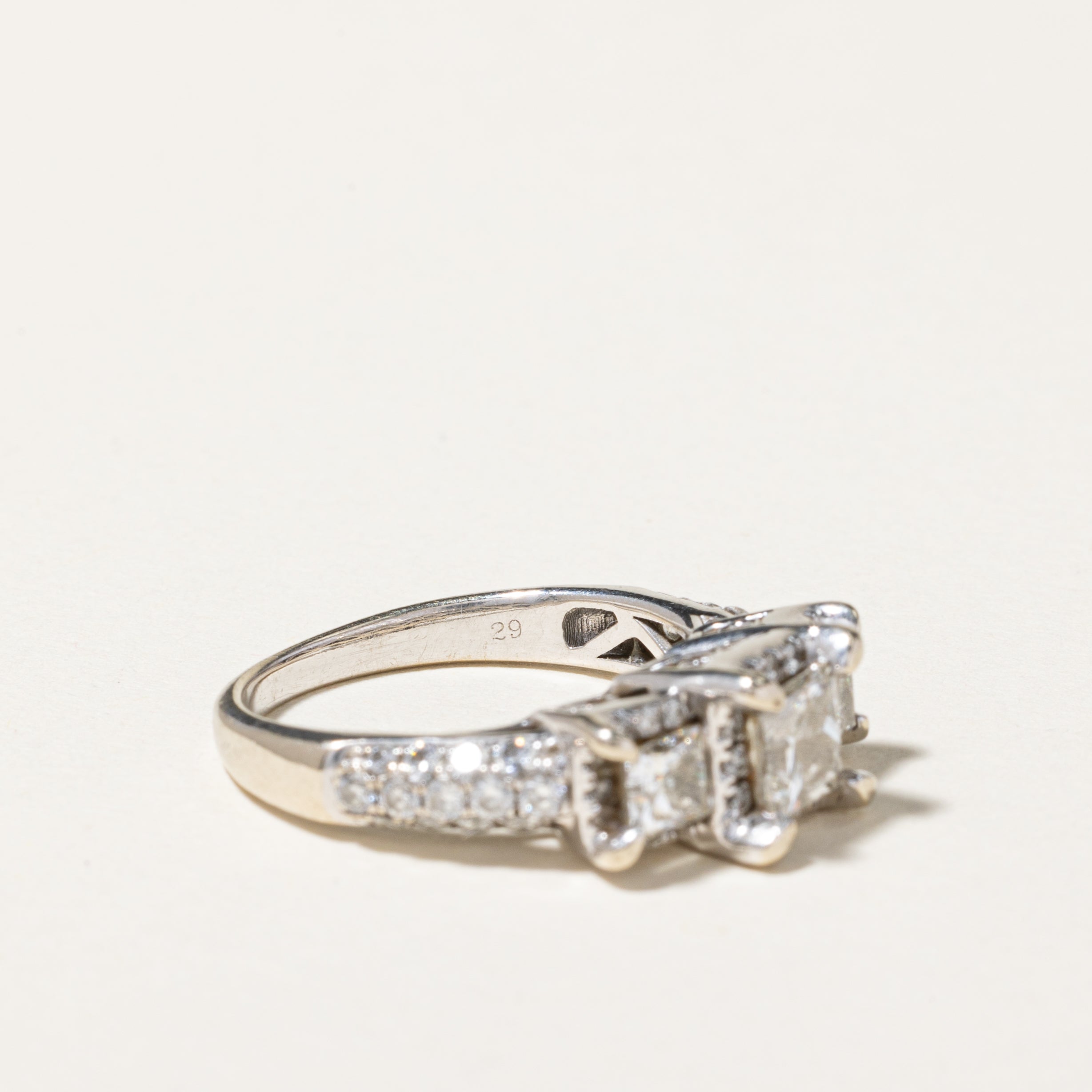 14K White Gold Princess Cut Diamond Engagement Ring | 2.14ctw | SZ 6.25
