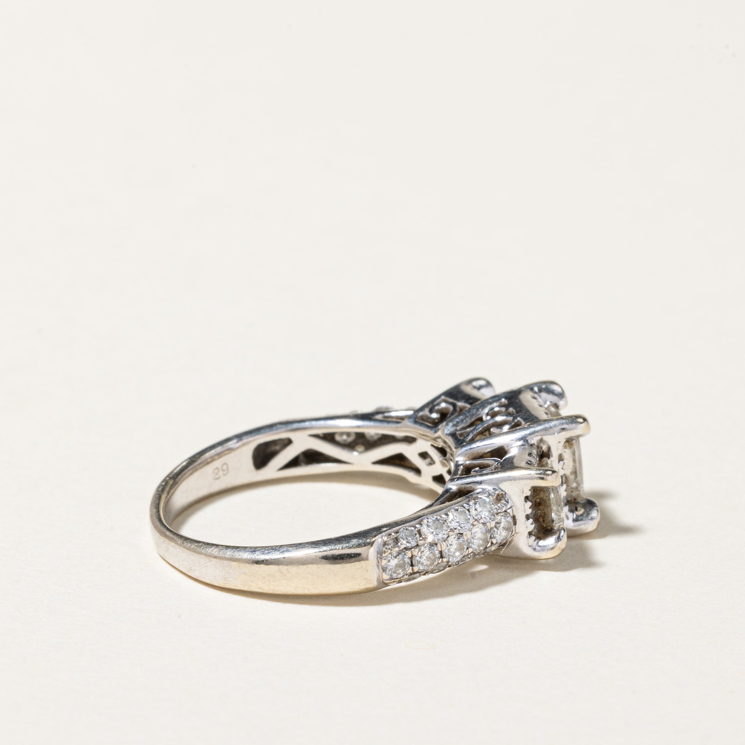 14K White Gold Princess Cut Diamond Engagement Ring | 2.14ctw | SZ 6.25