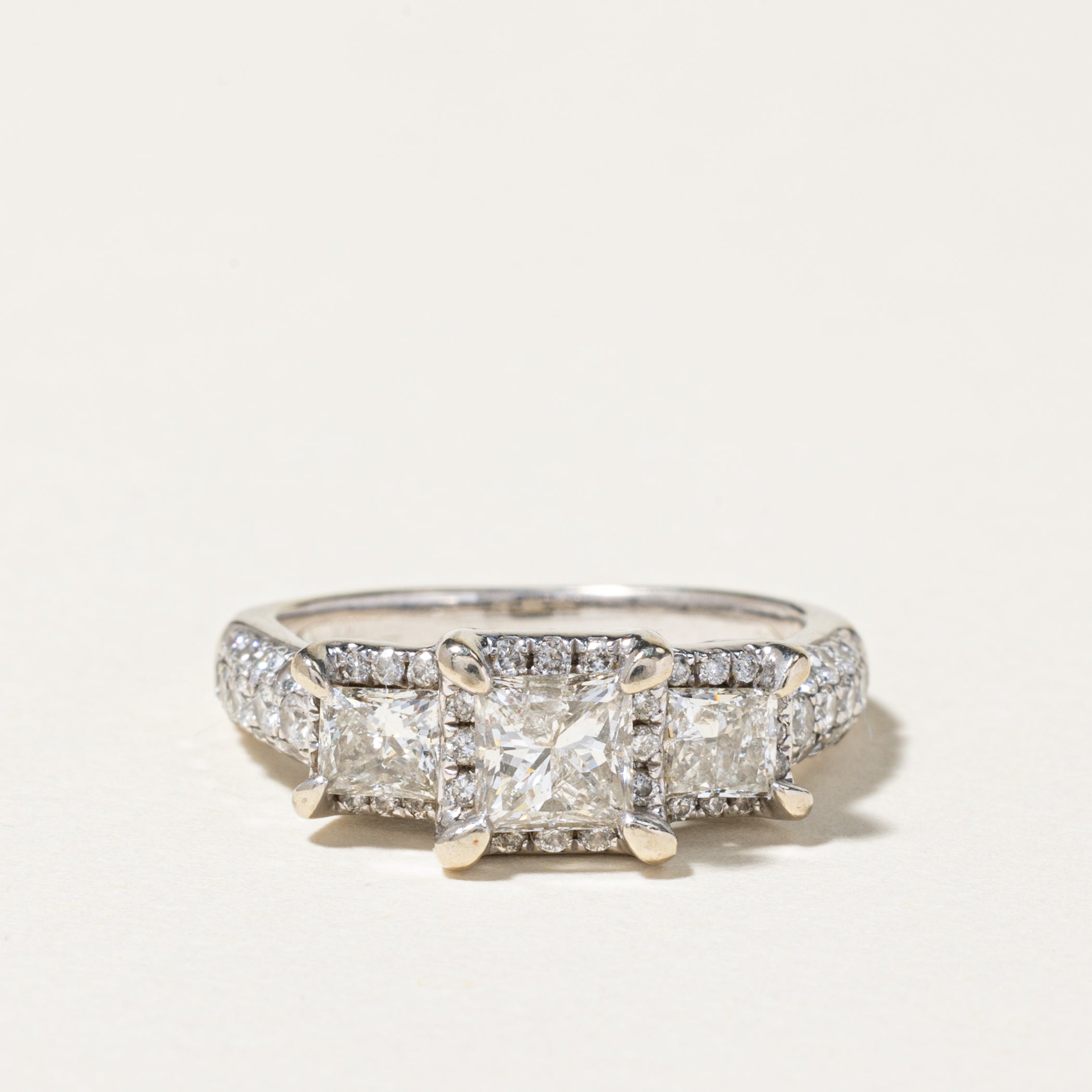 14K White Gold Princess Cut Diamond Engagement Ring | 2.14ctw | SZ 6.25