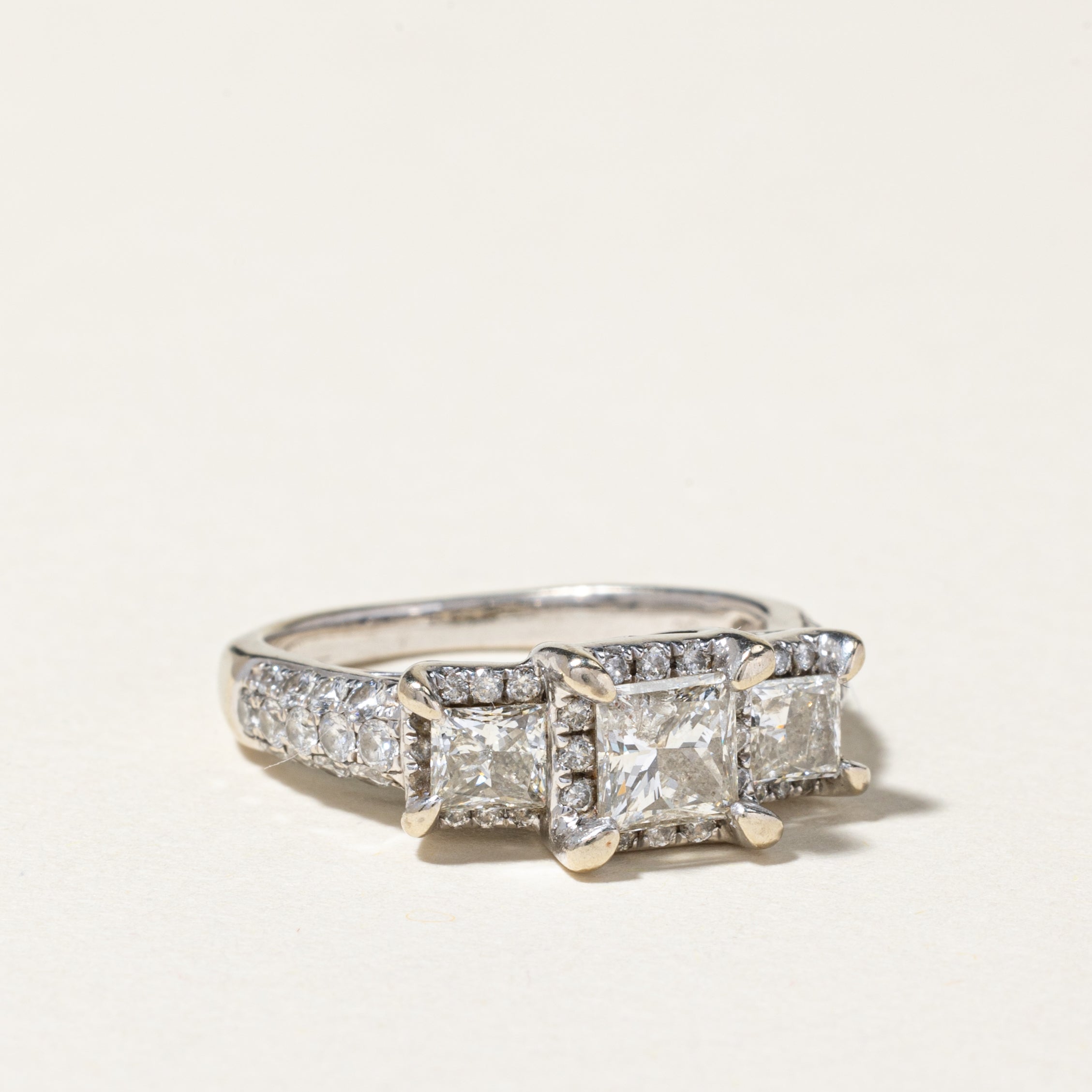 14K White Gold Princess Cut Diamond Engagement Ring | 2.14ctw | SZ 6.25