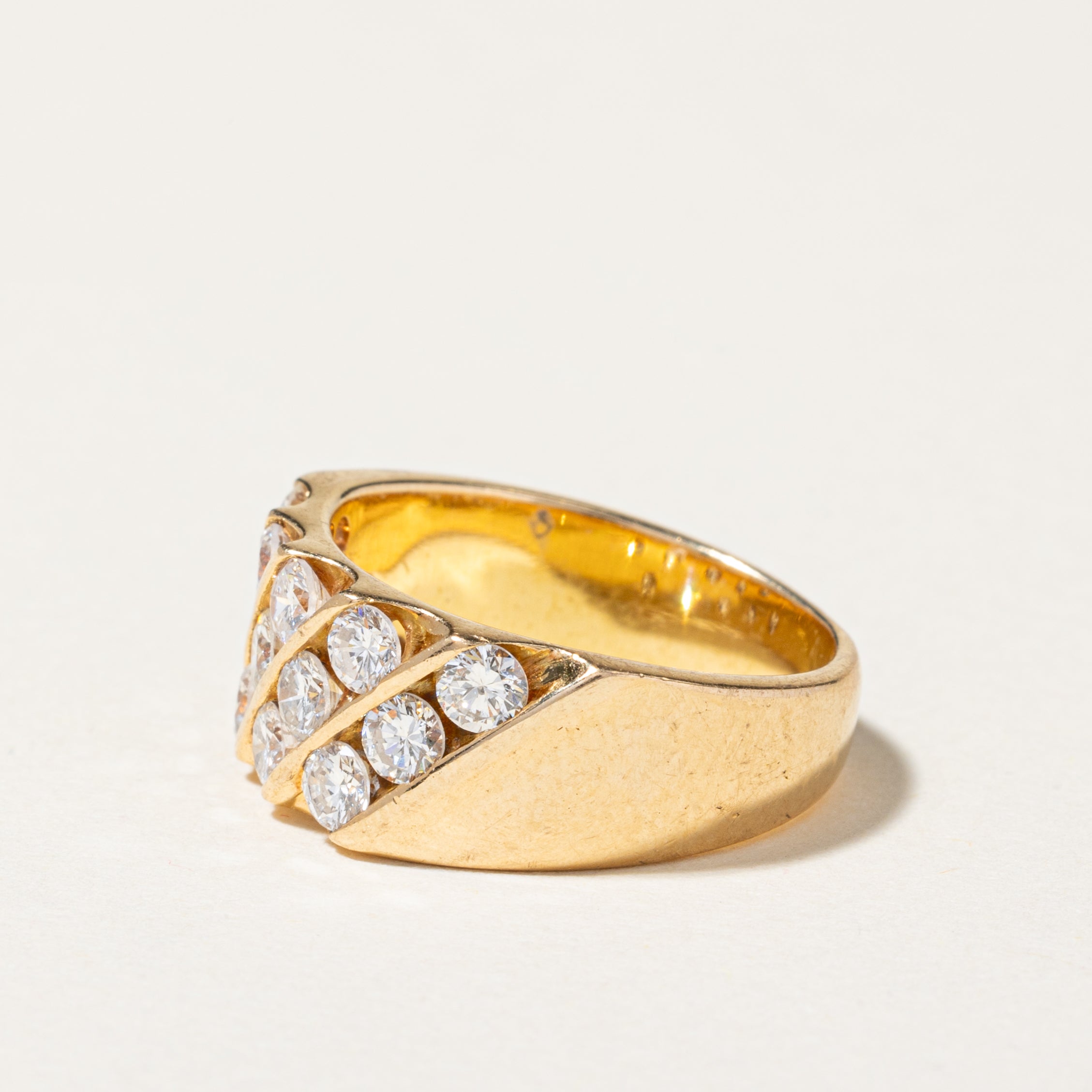 18K Yellow Gold Diagonal Row Diamond Ring | 1.43ctw | SZ 5.5