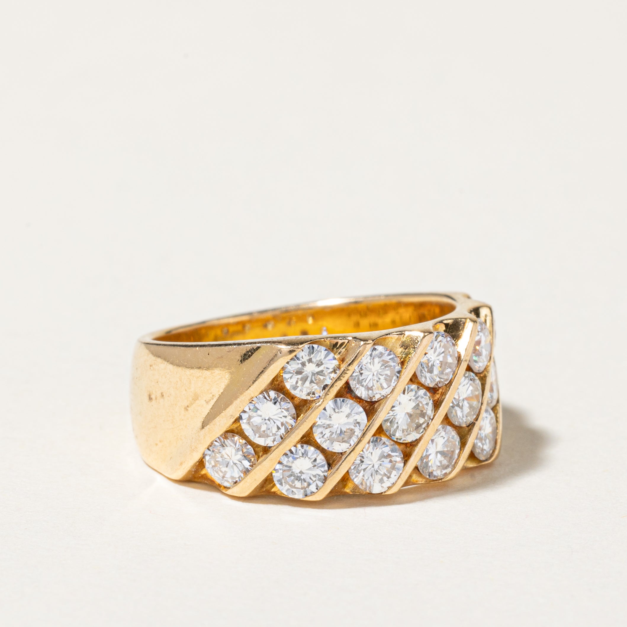 18K Yellow Gold Diagonal Row Diamond Ring | 1.43ctw | SZ 5.5