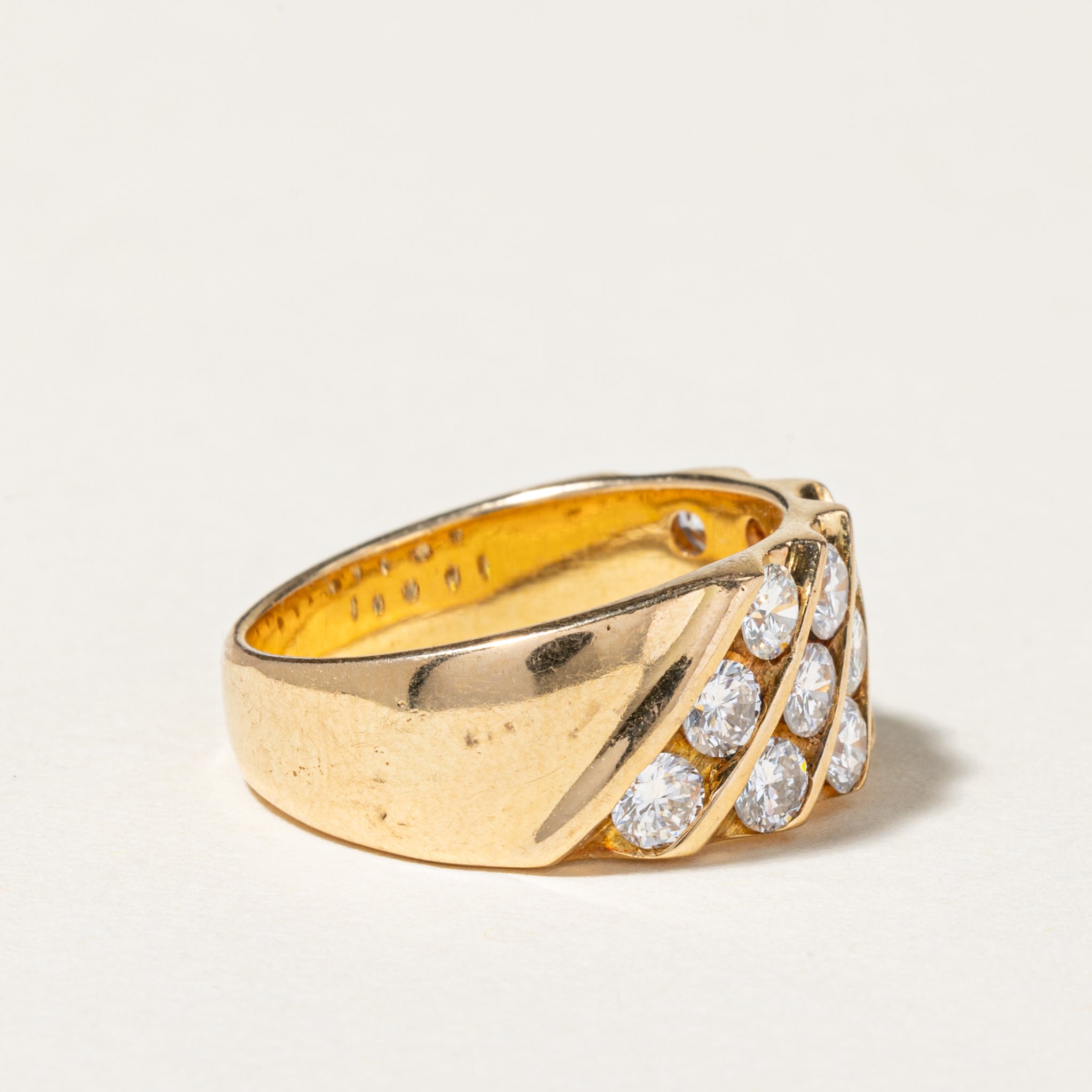 18K Yellow Gold Diagonal Row Diamond Ring | 1.43ctw | SZ 5.5