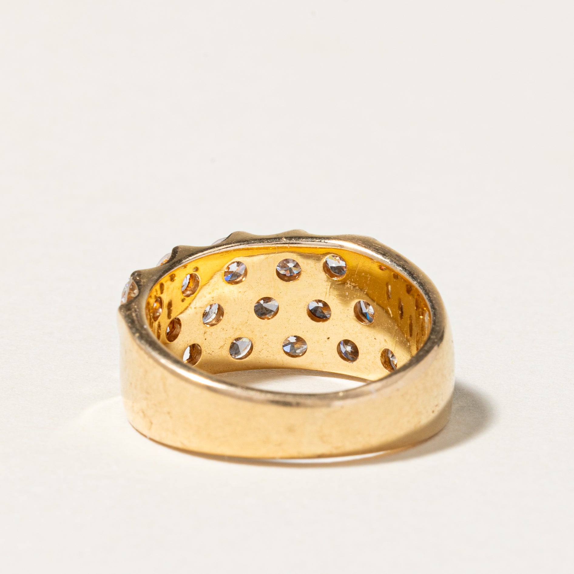 18K Yellow Gold Diagonal Row Diamond Ring | 1.43ctw | SZ 5.5