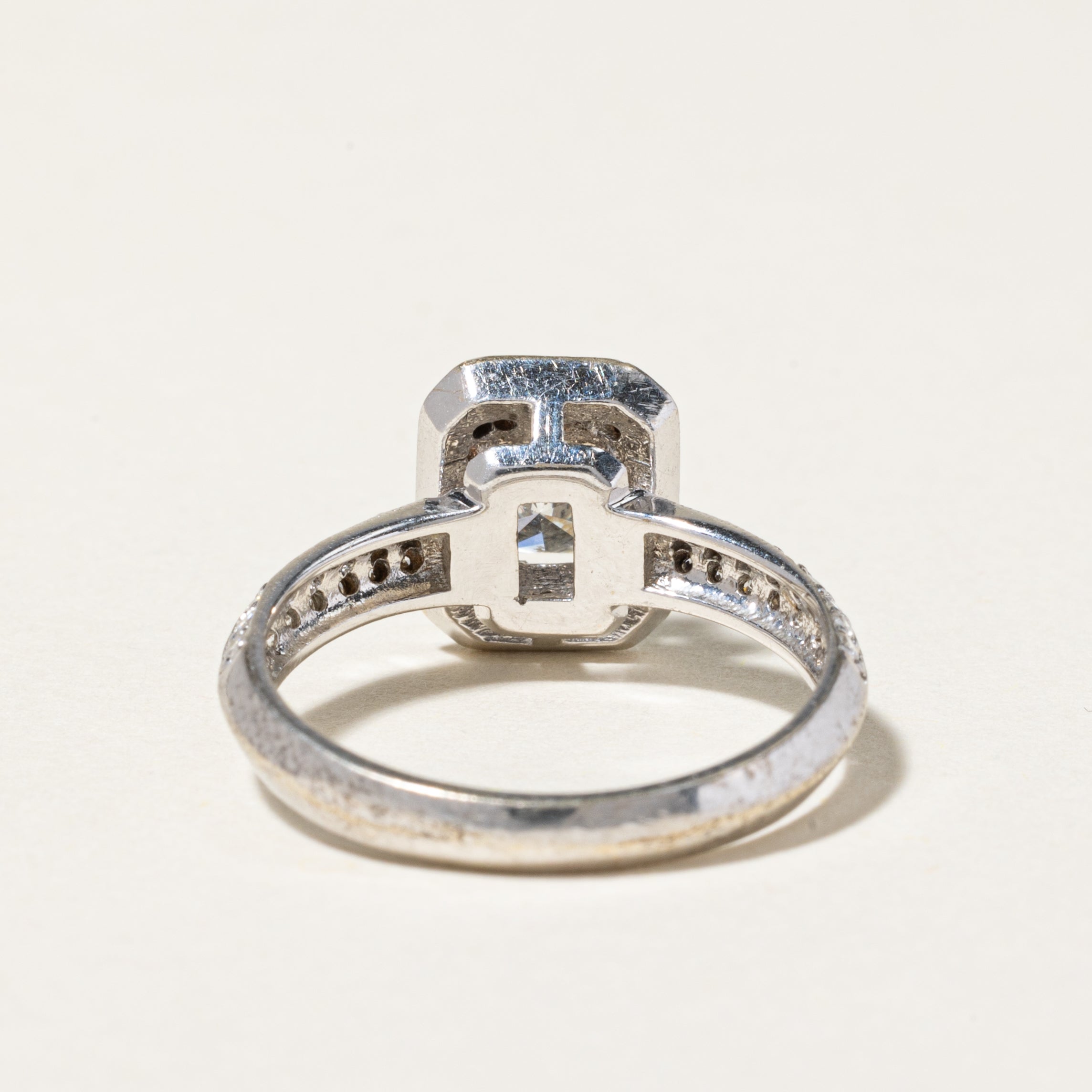 18K White Gold Radiant Cut Diamond Halo Engagement Ring | 1.14ctw | SZ 6.75
