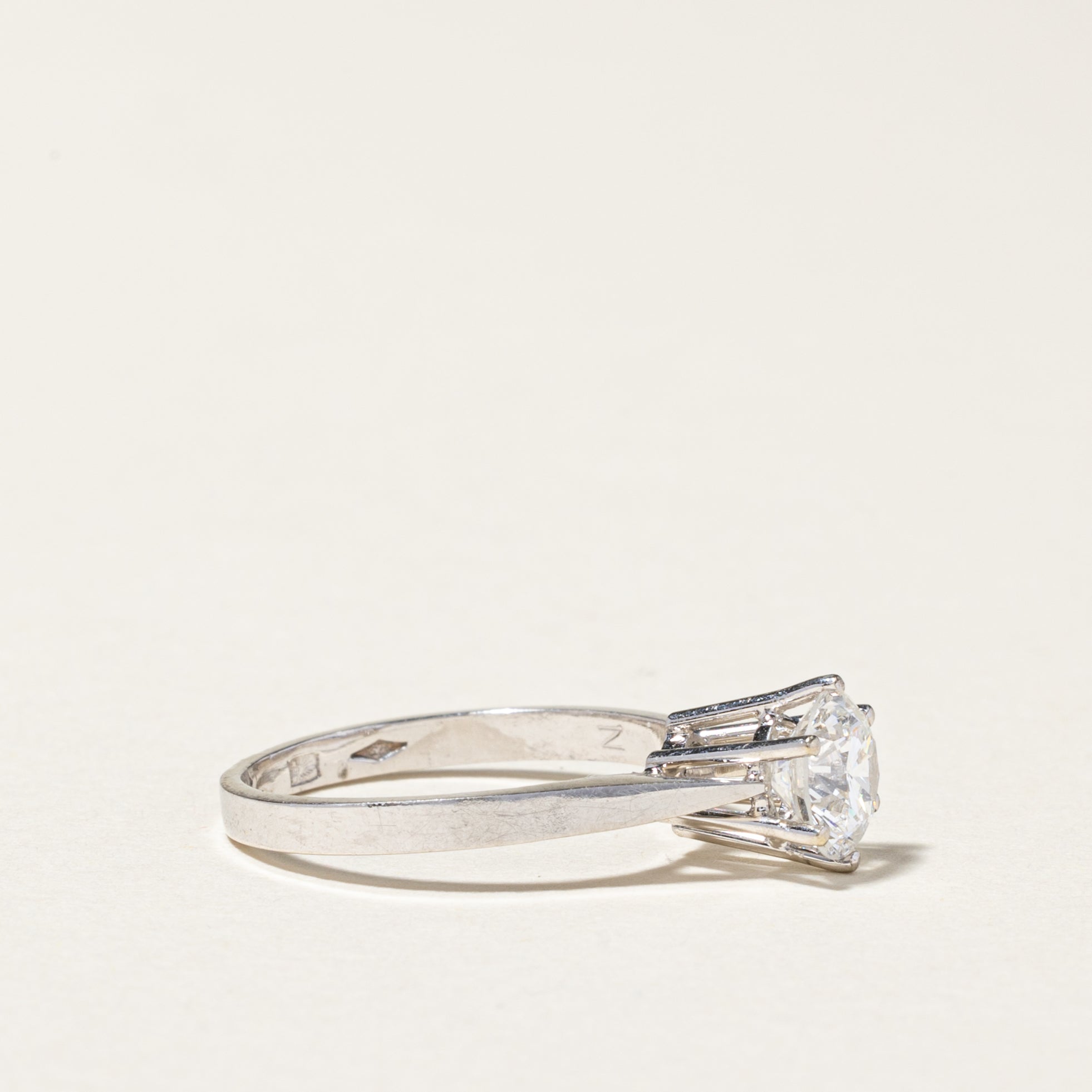 Bague de fiançailles solitaire en or blanc 18 carats avec diamant | 0,87 ct | Taille 5,25