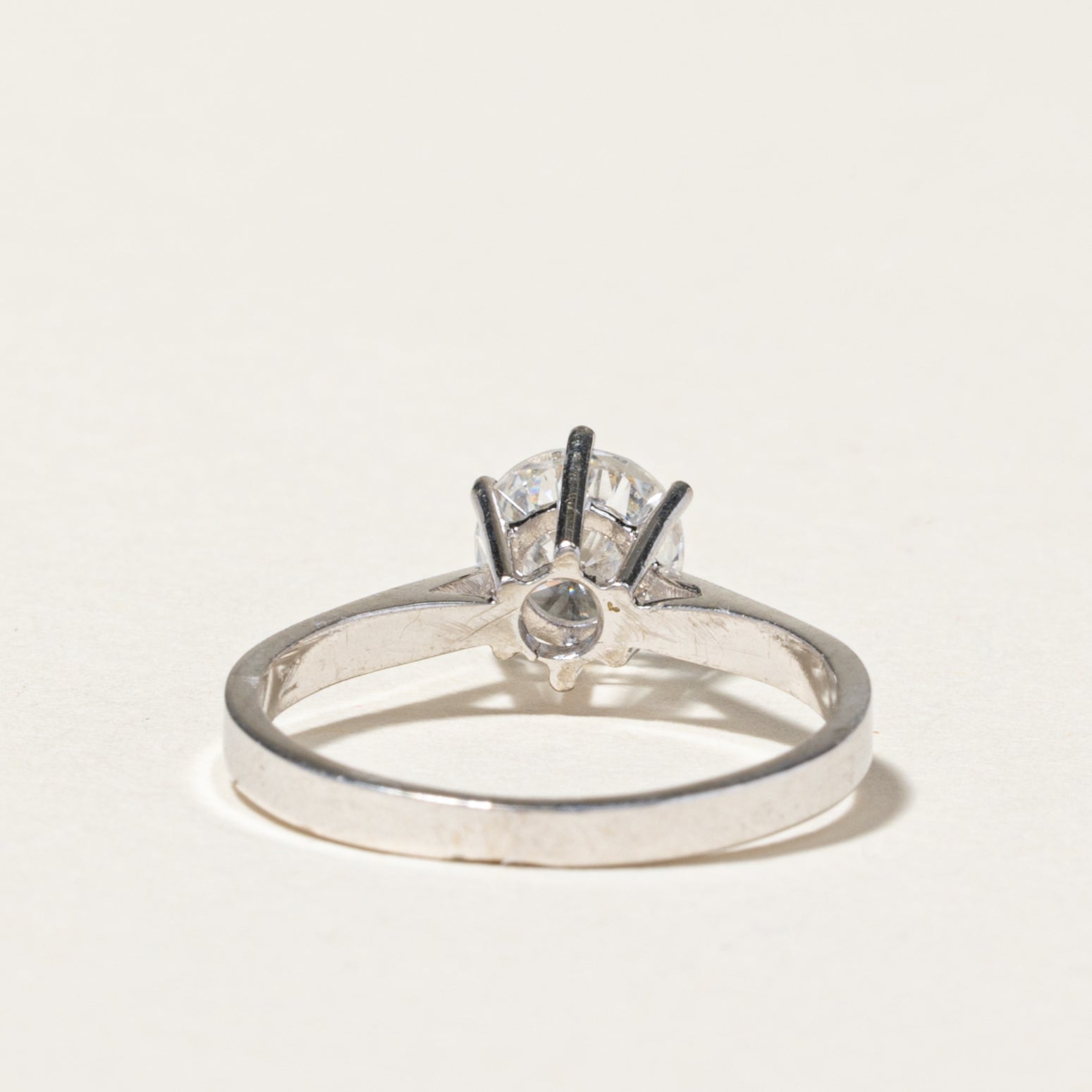 Bague de fiançailles solitaire en or blanc 18 carats avec diamant | 0,87 ct | Taille 5,25