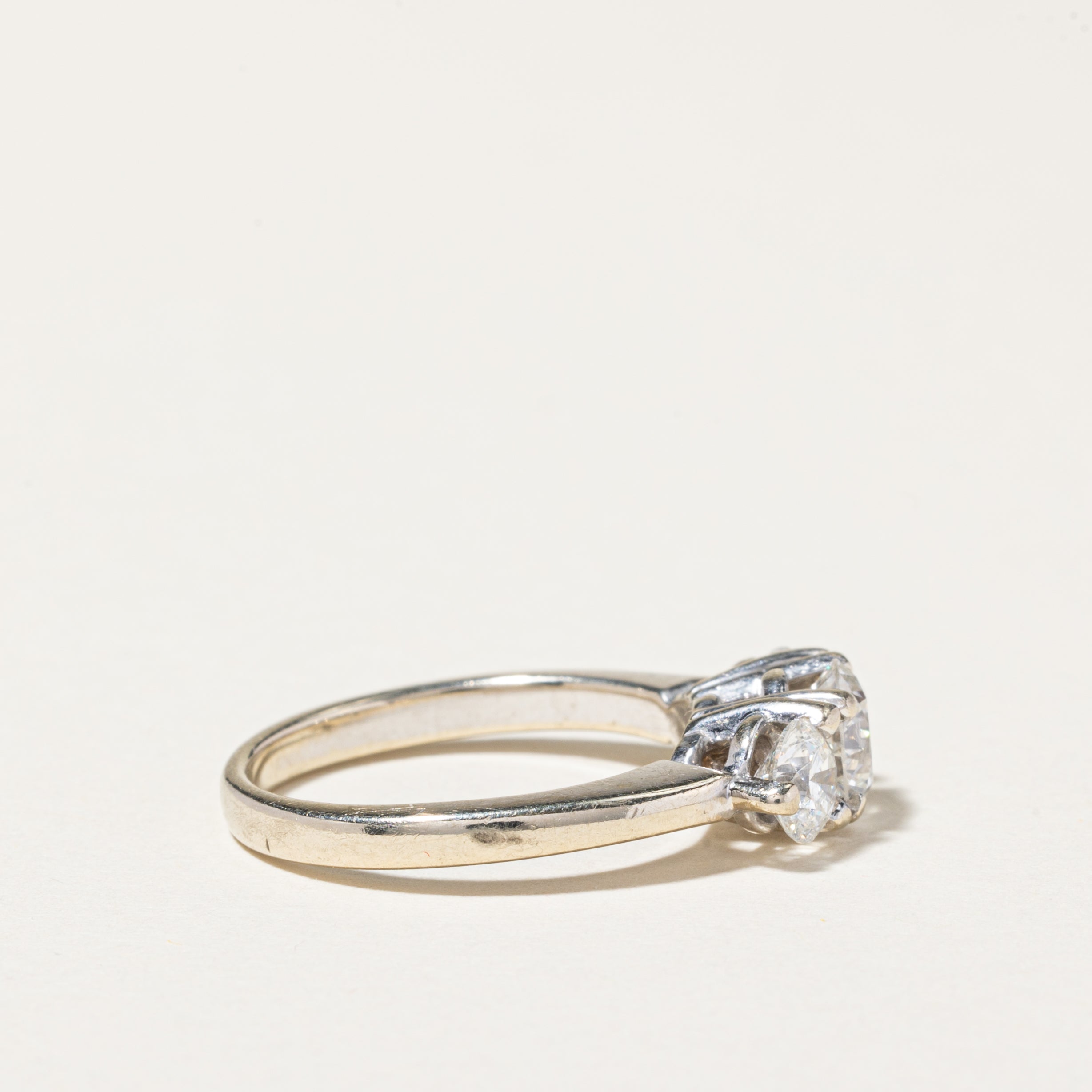 14K White Gold Three Stone Diamond Engagement Ring | 1.50ctw | SZ 5.75