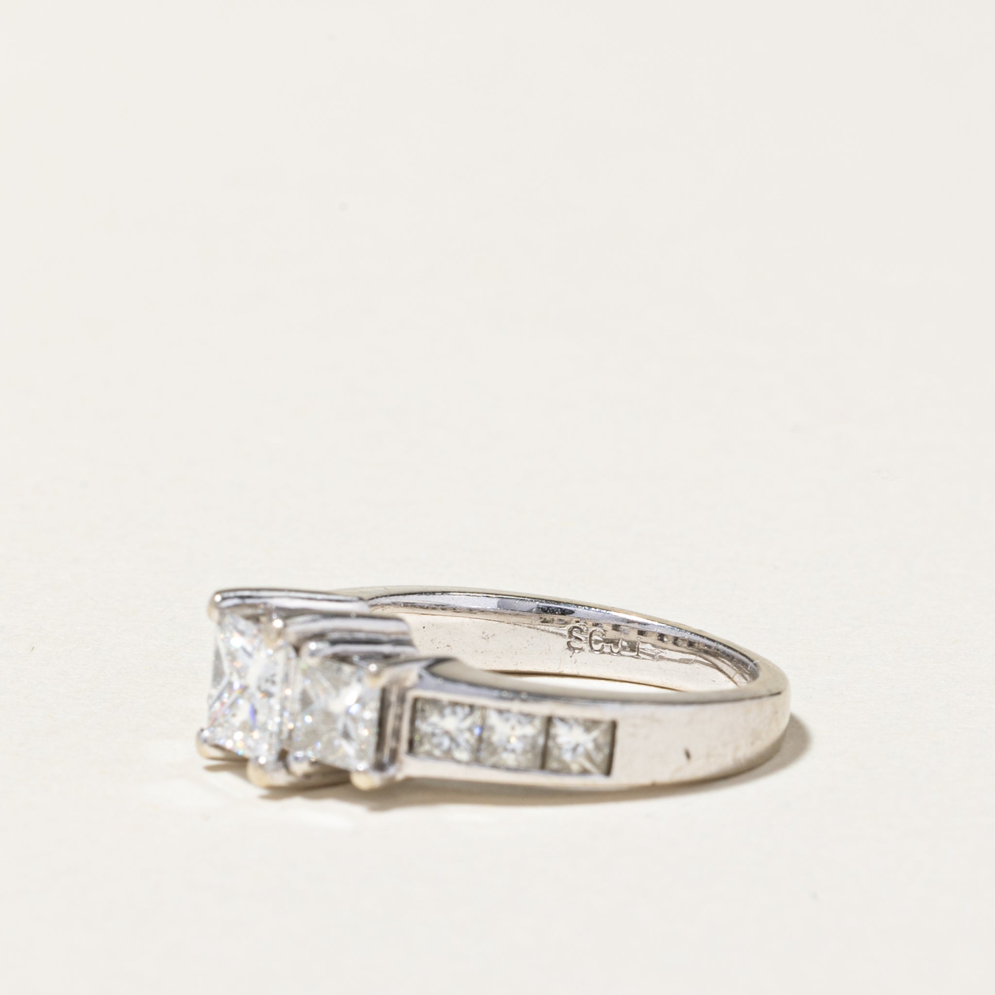 14K White Gold Princess Cut Diamond Engagement Ring | 1.50ctw | SZ 3.5