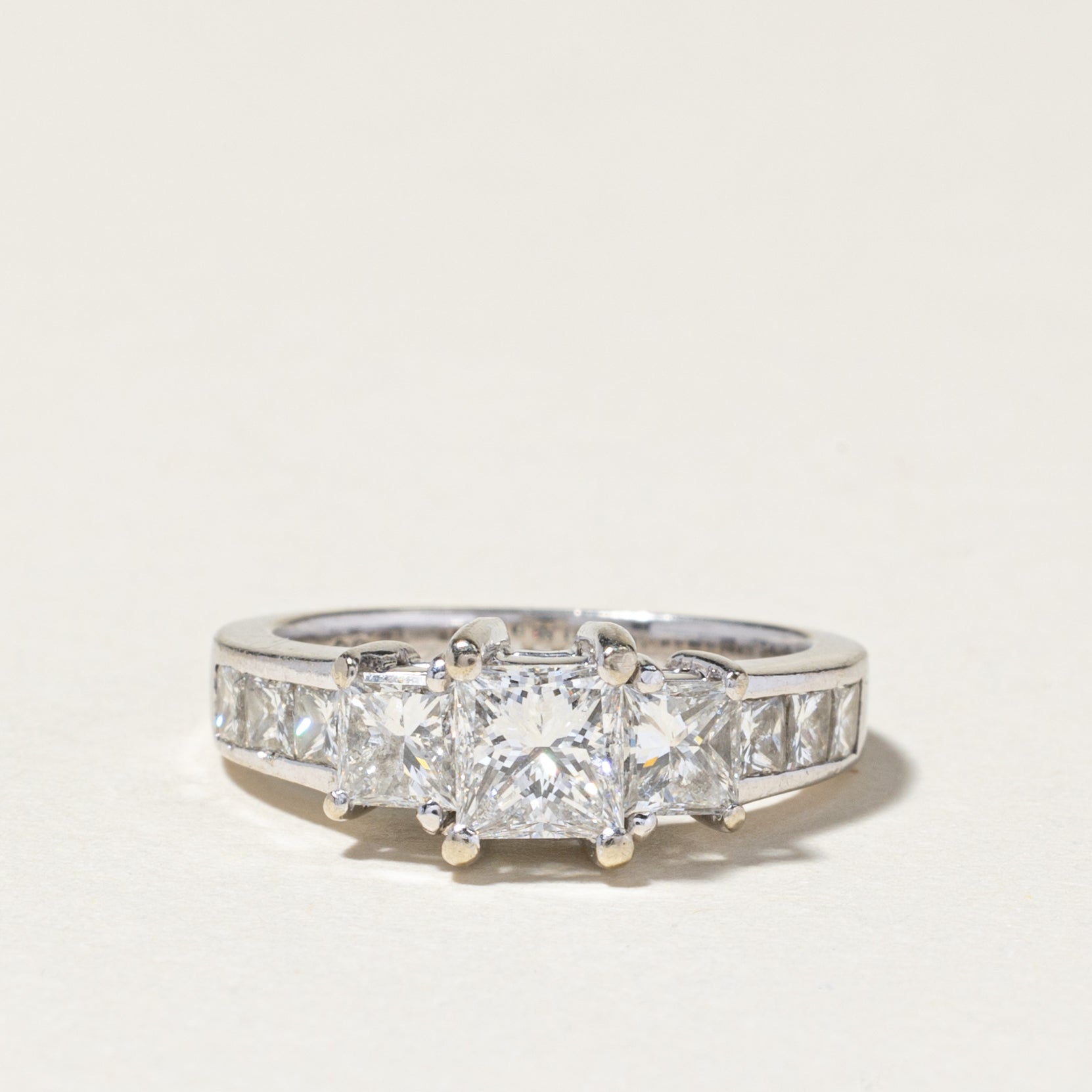 14K White Gold Princess Cut Diamond Engagement Ring | 1.50ctw | SZ 3.5