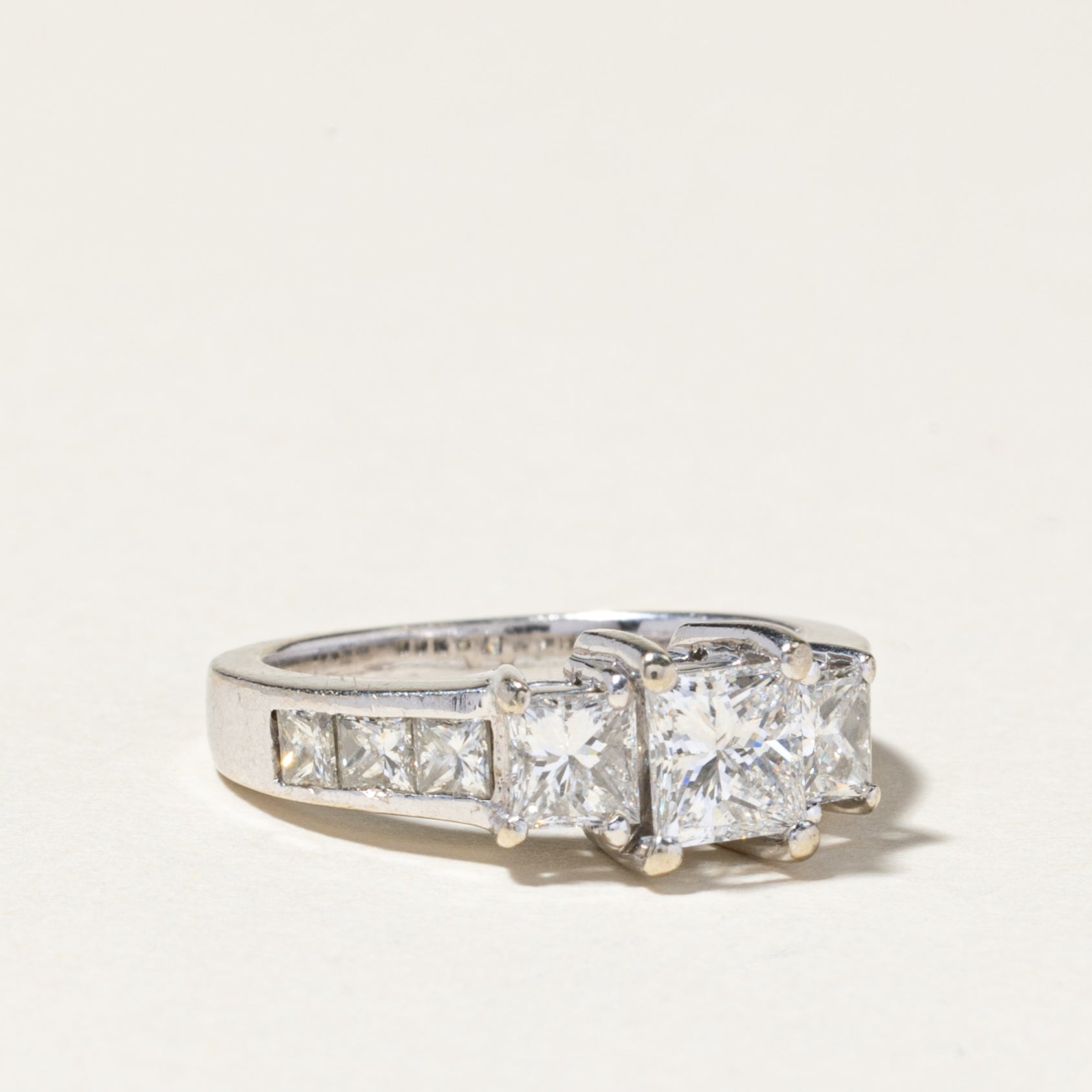 14K White Gold Princess Cut Diamond Engagement Ring | 1.50ctw | SZ 3.5