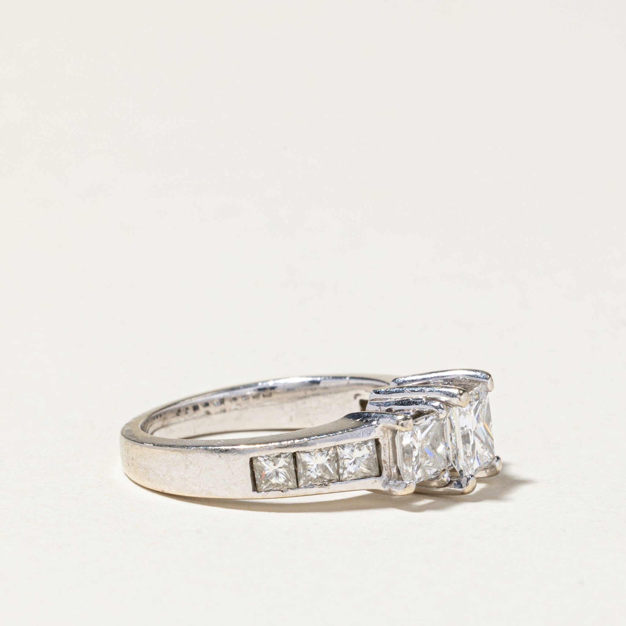 14K White Gold Princess Cut Diamond Engagement Ring | 1.50ctw | SZ 3.5