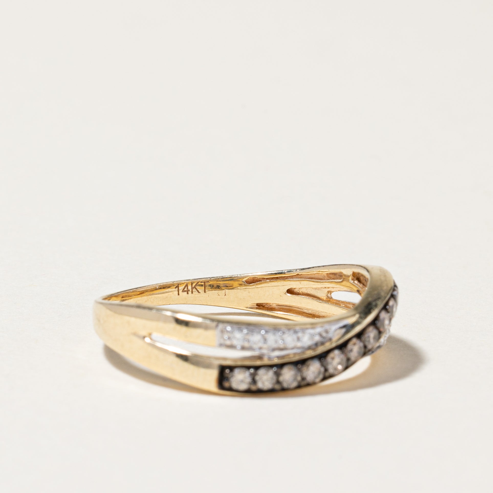 14K Yellow Gold Diamond Crossover Ring | 0.25ctw | SZ 7.5