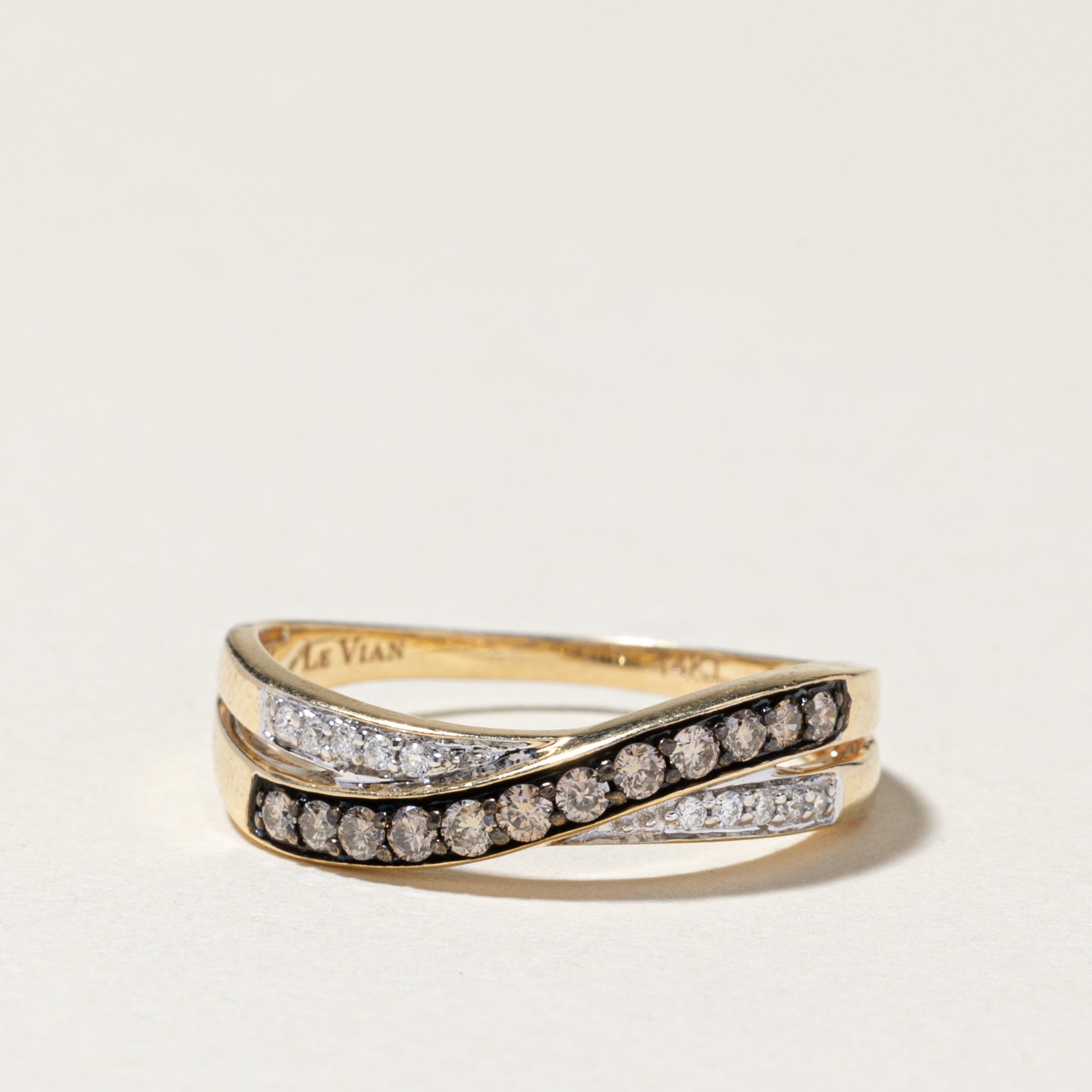 14K Yellow Gold Diamond Crossover Ring | 0.25ctw | SZ 7.5
