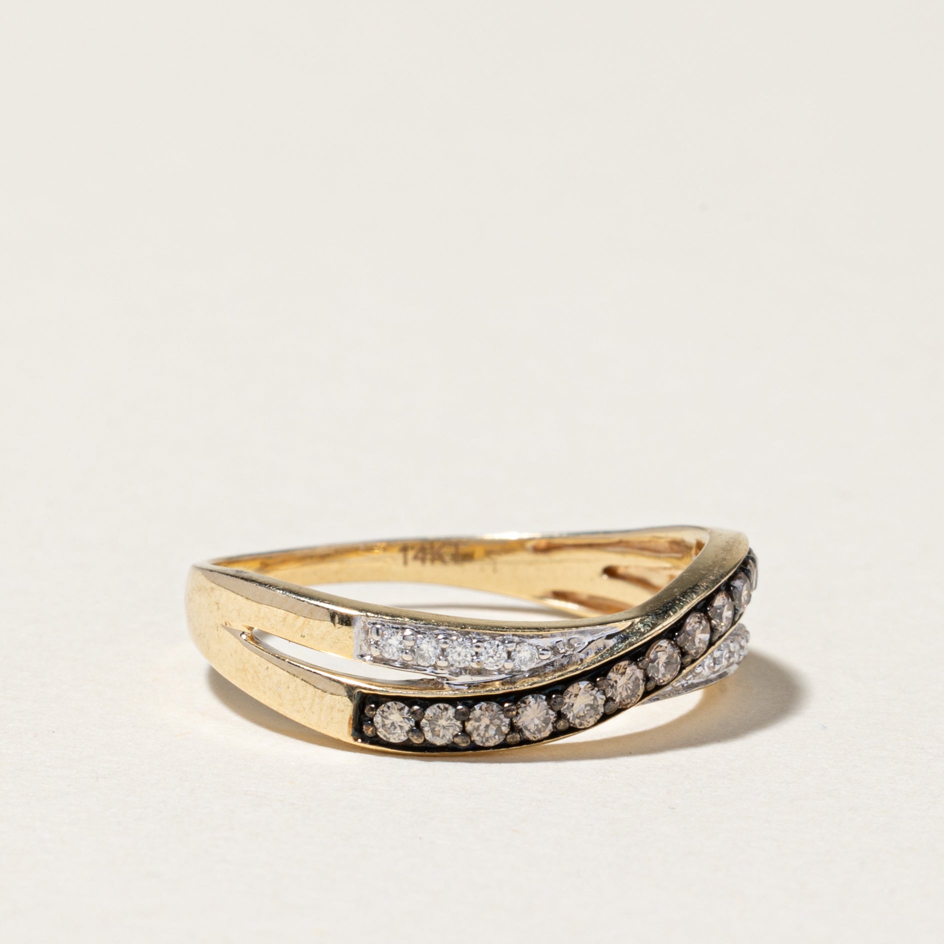 14K Yellow Gold Diamond Crossover Ring | 0.25ctw | SZ 7.5
