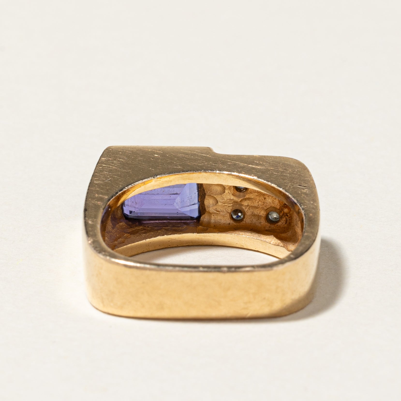 14K Yellow Gold Tanzanite & Diamond Cocktail Ring | 1.64ct, 0.12ctw | SZ 4