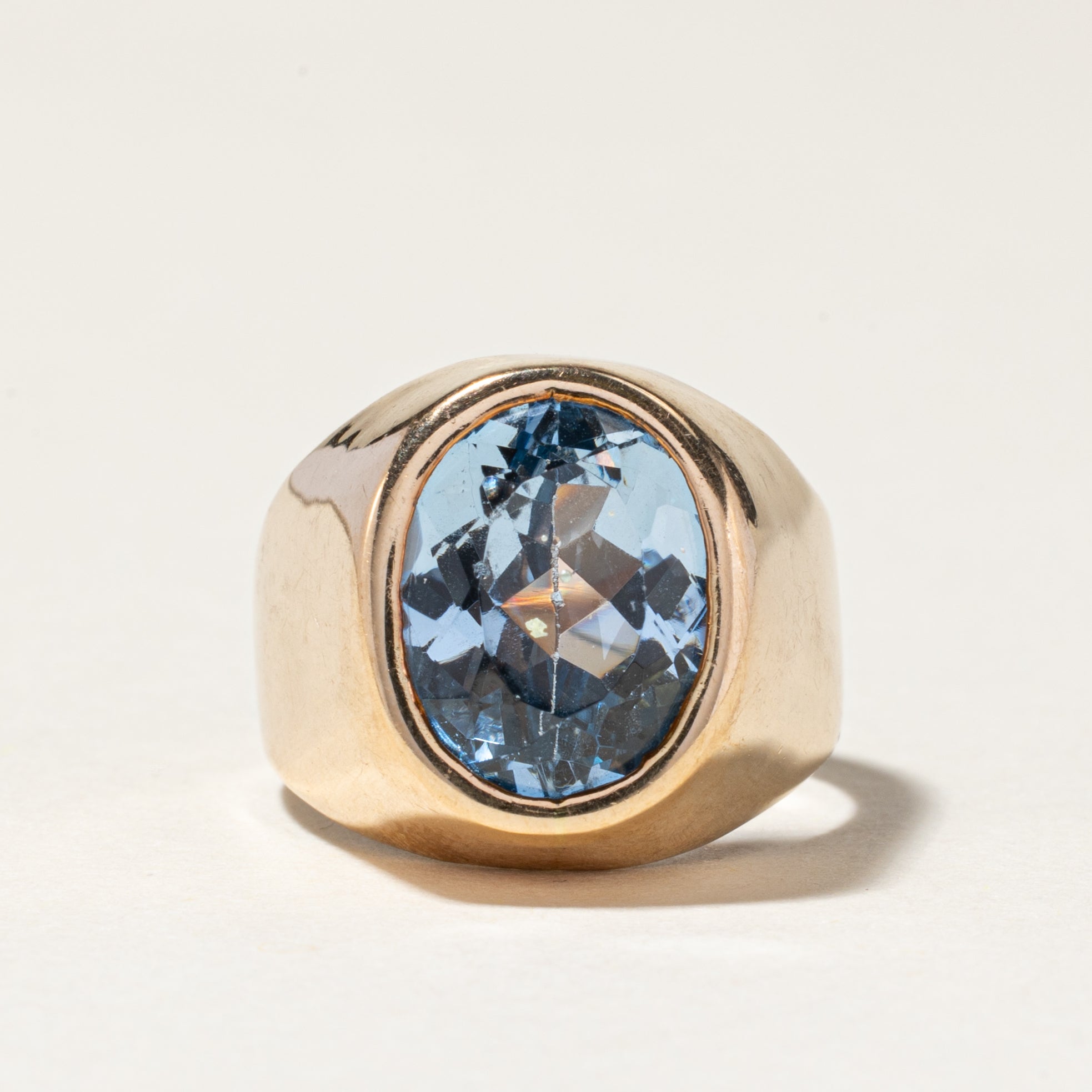 10k Bezel Set Synthetic Spinel Cocktail Ring | 5.00ct | SZ 4.5