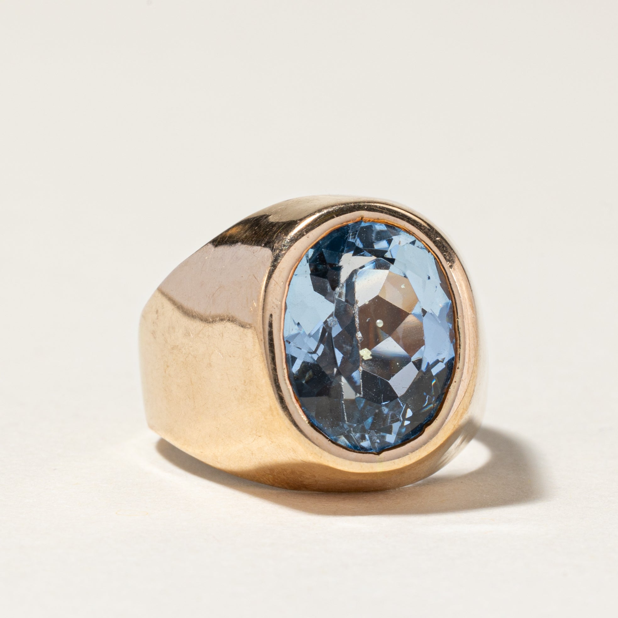 10k Bezel Set Synthetic Spinel Cocktail Ring | 5.00ct | SZ 4.5