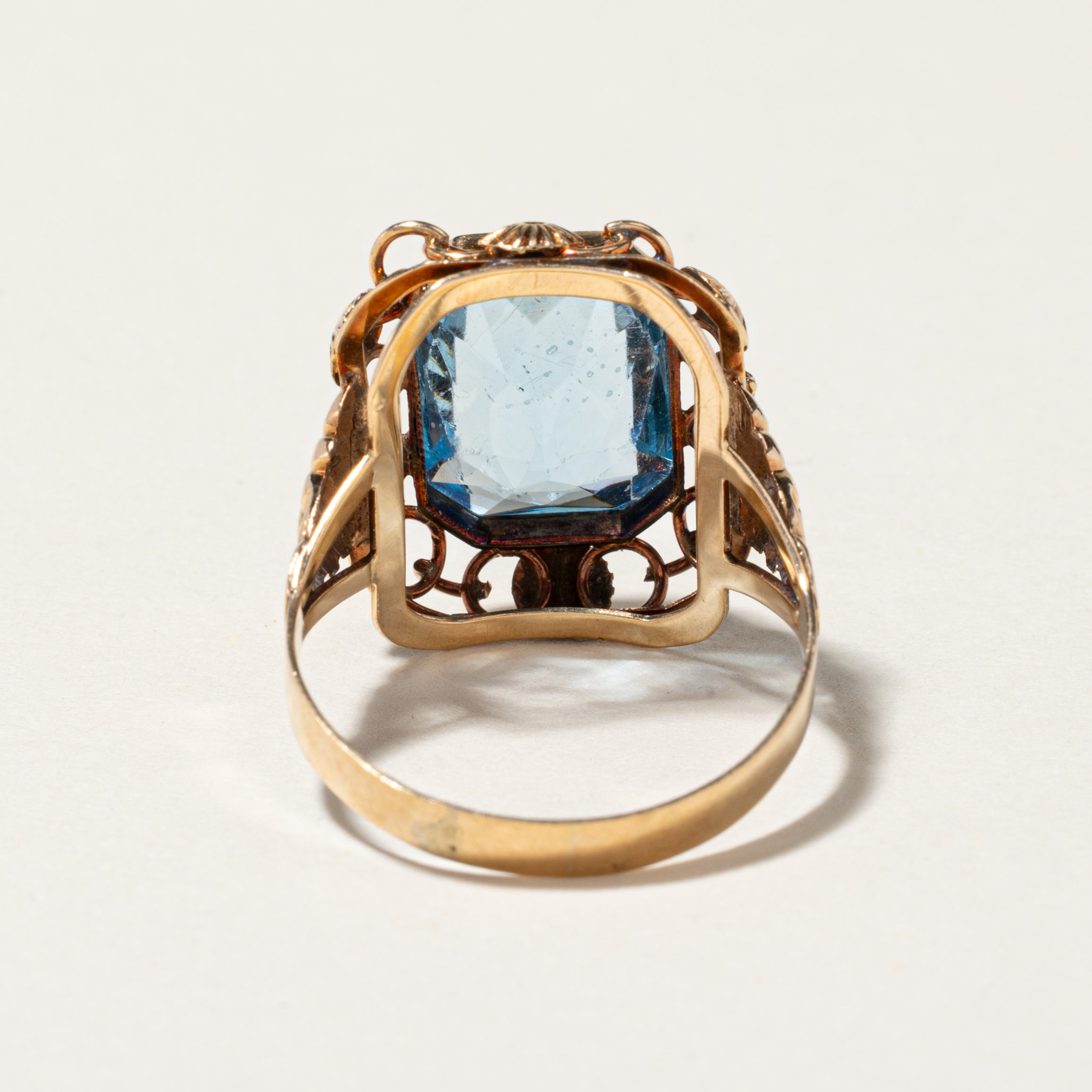 Scissor Cut Blue Glass Ornate Ring | 7.00ct| SZ 9 |