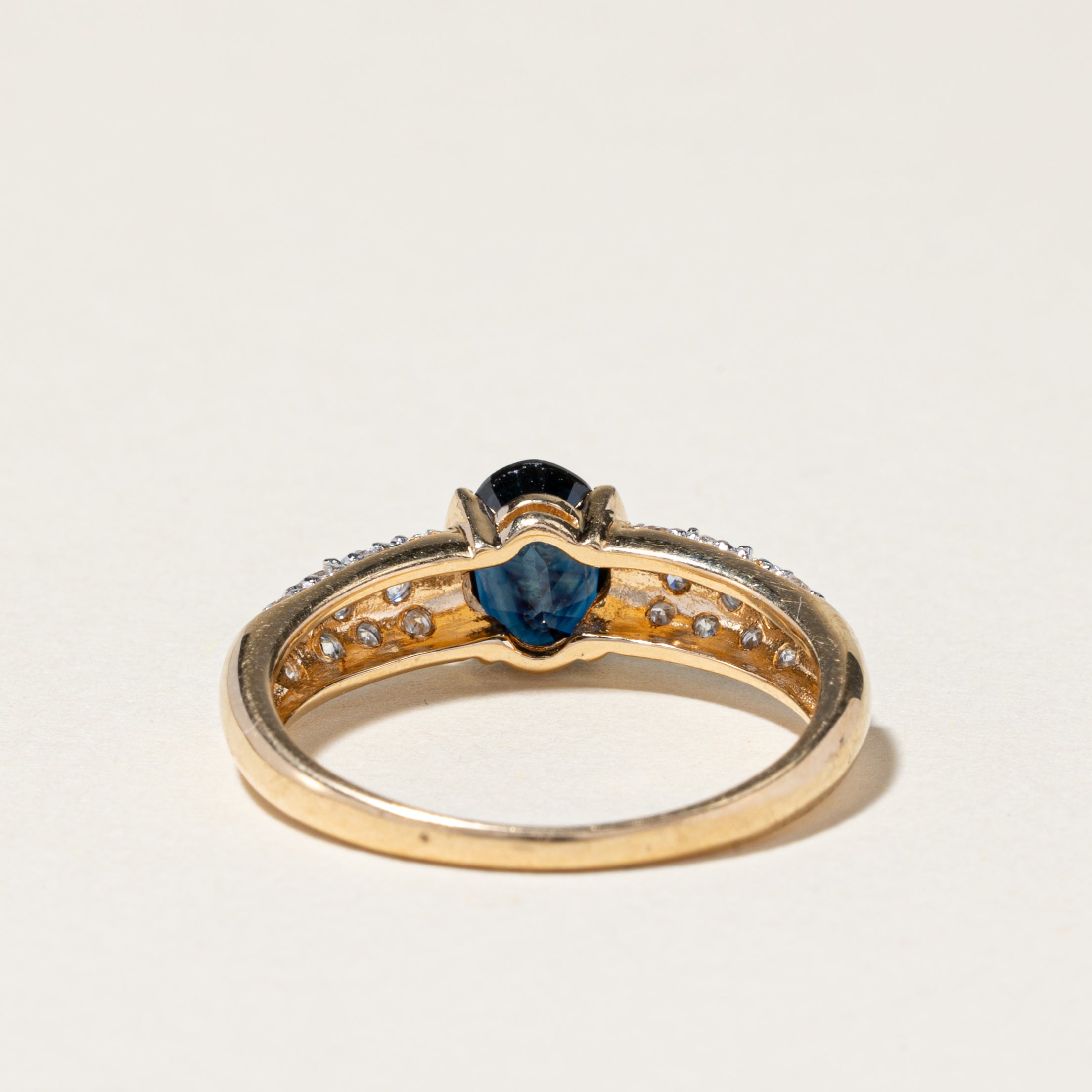 14K Yellow Gold Semi Bezel Sapphire Diamond Ring | 0.95ct, 0.38ctw | SZ 7