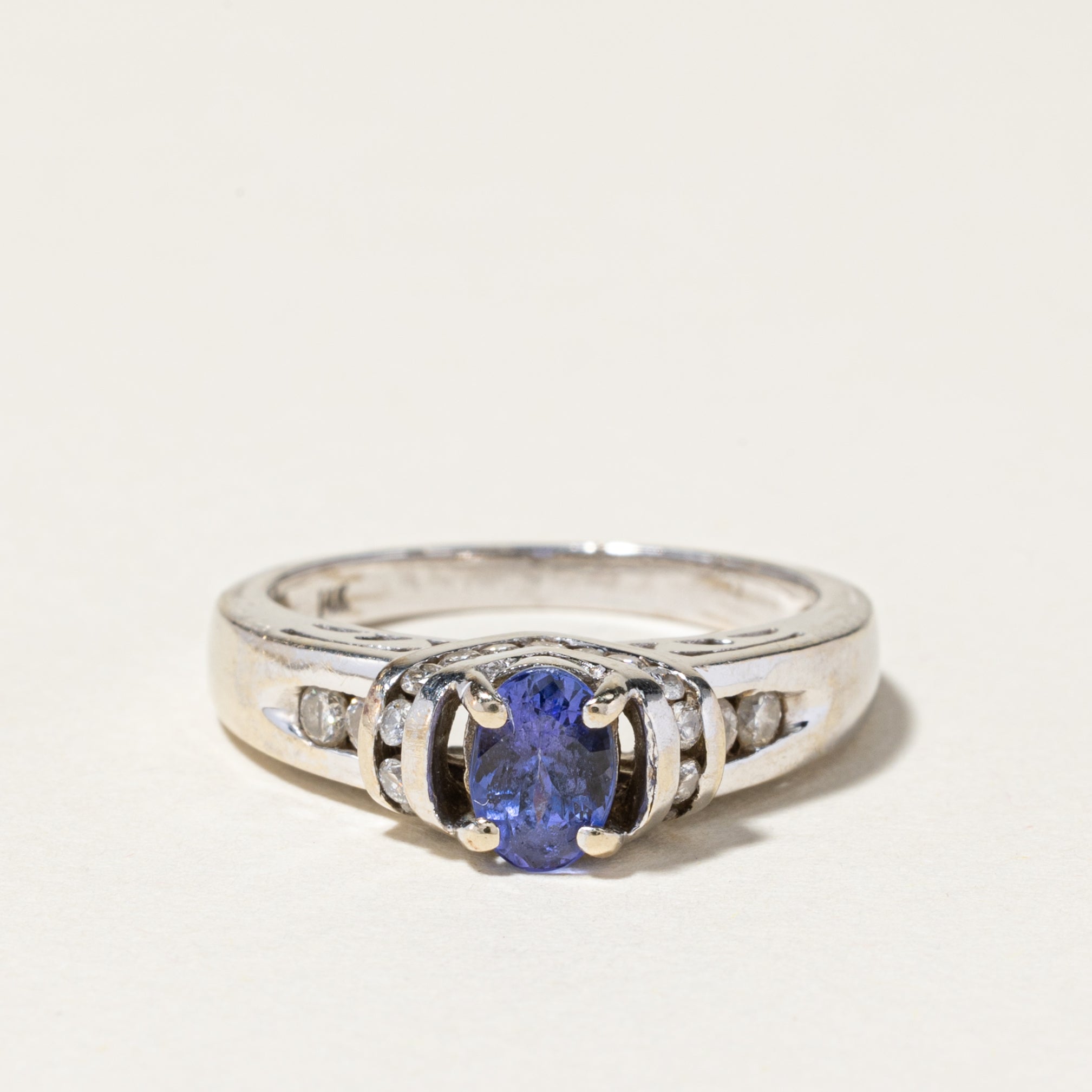 14K White Gold Tanzanite & Diamond Ring | 0.69ct, 0.41ctw | SZ 7