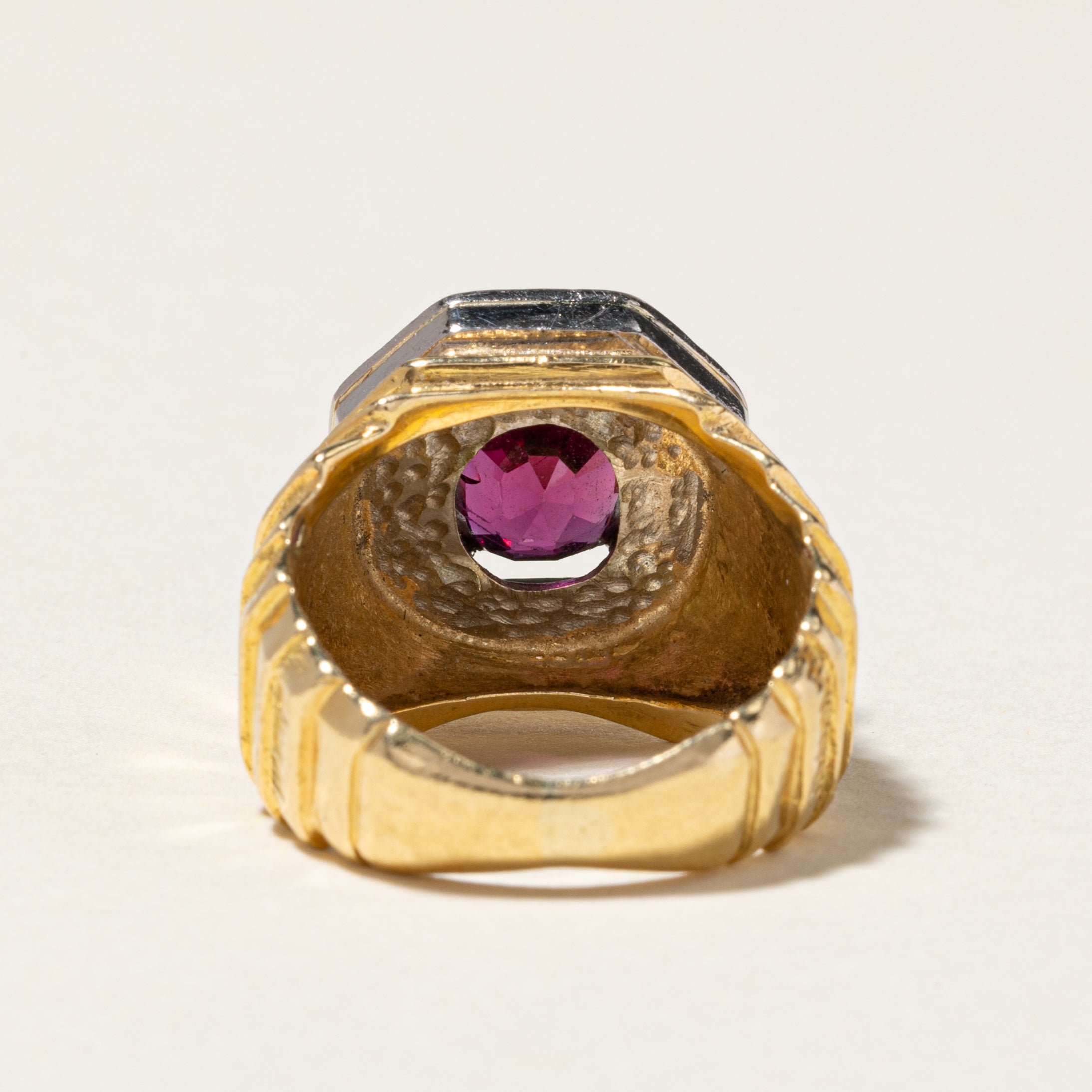 18K Yellow Gold Ruby & Diamond Halo Cocktail Ring | 1.80ct, 0.39ctw | SZ 5.75