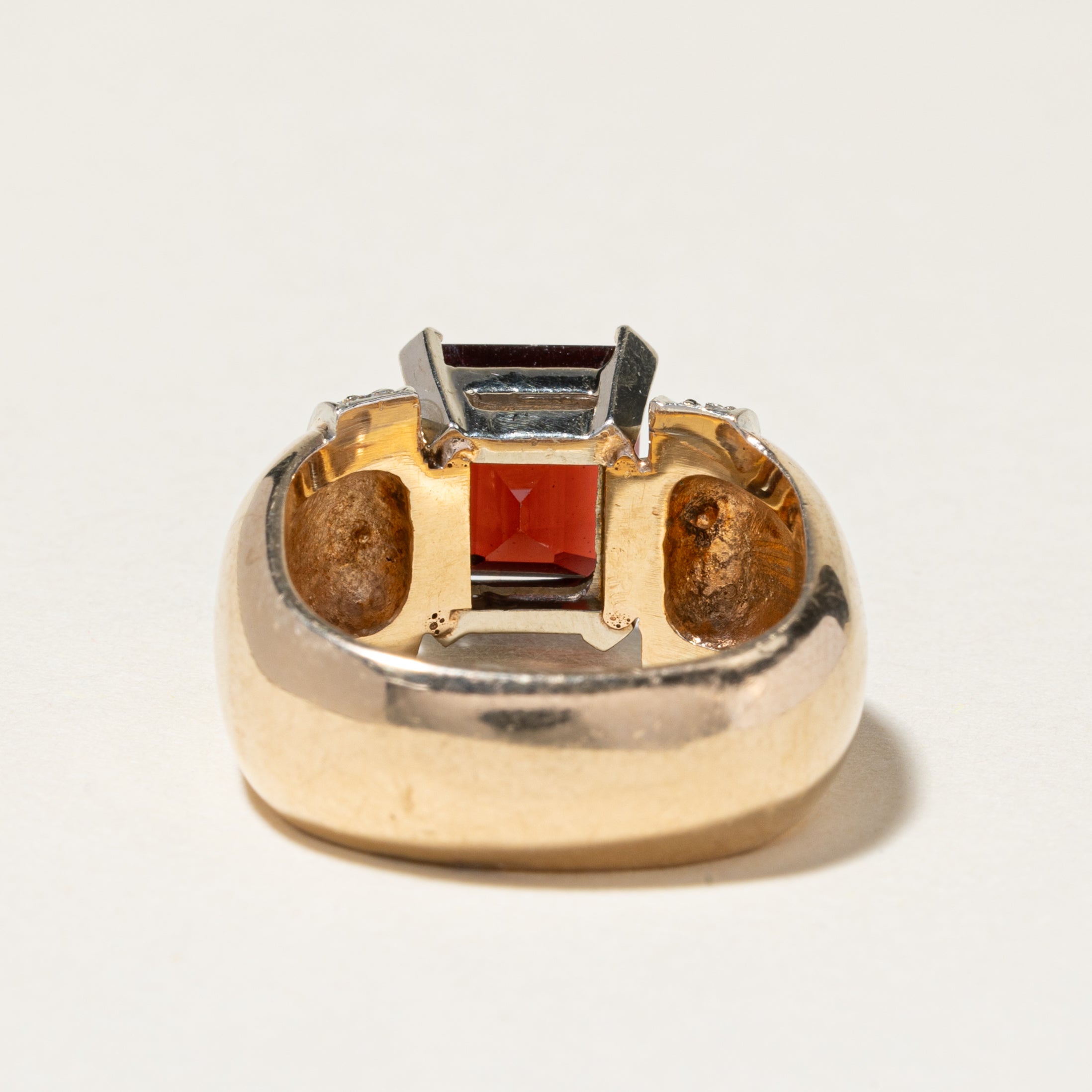 14K Yellow Gold Garnet & Diamond Cocktail Ring | 4.47ct, 0.31ctw | SZ 7.75