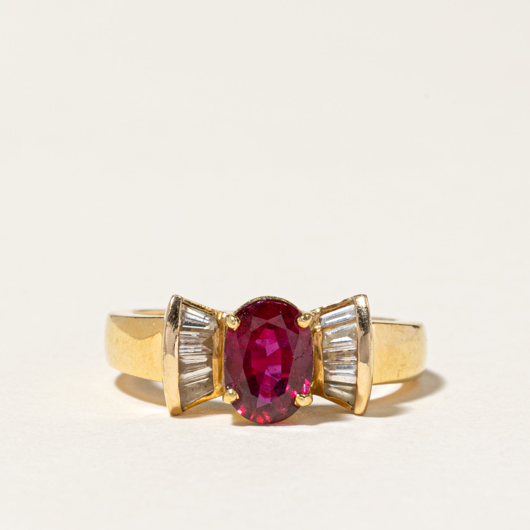18K Yellow Gold Ruby & Diamond Ring | 0.81ct, 0.33ctw | SZ 5