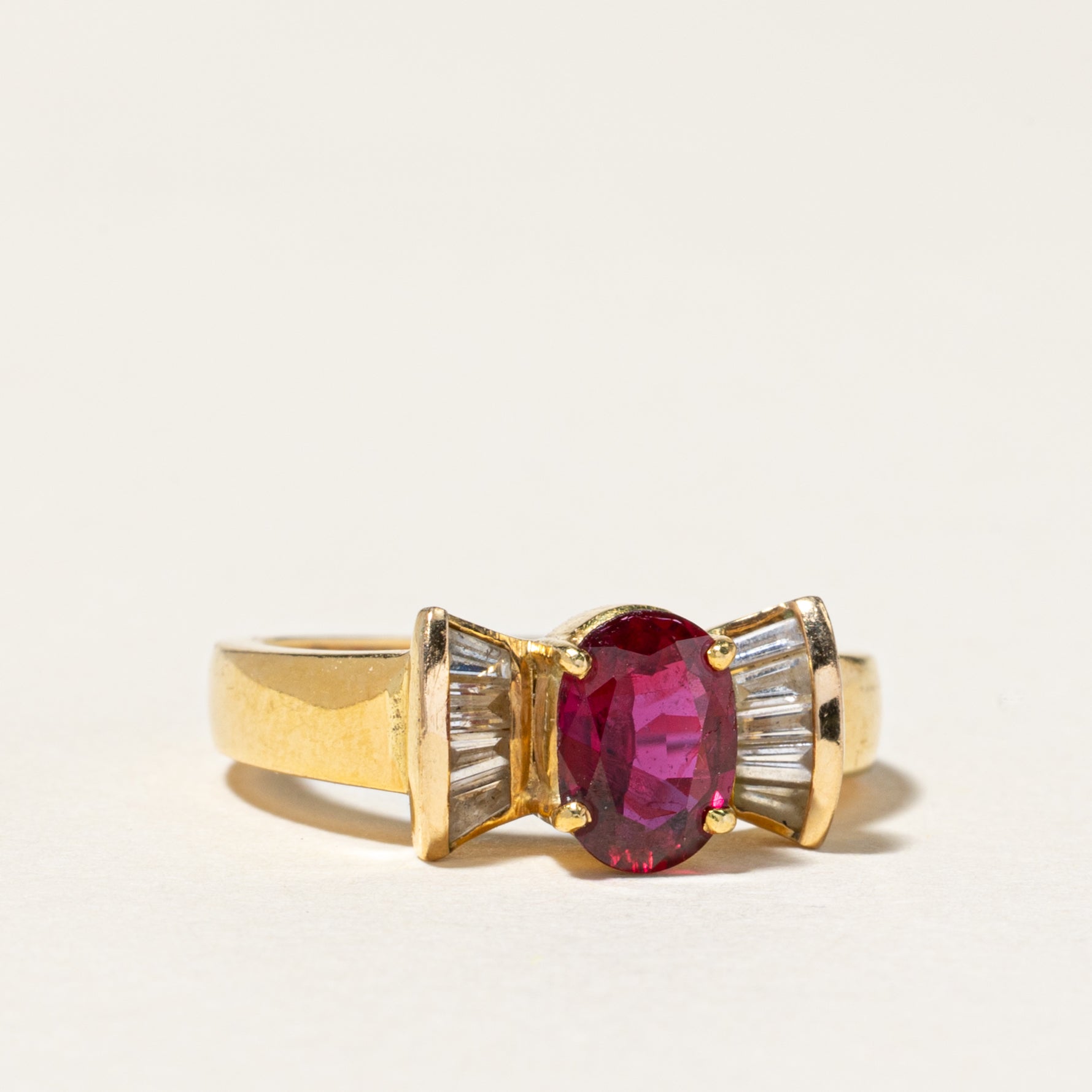 18K Yellow Gold Ruby & Diamond Ring | 0.81ct, 0.33ctw | SZ 5