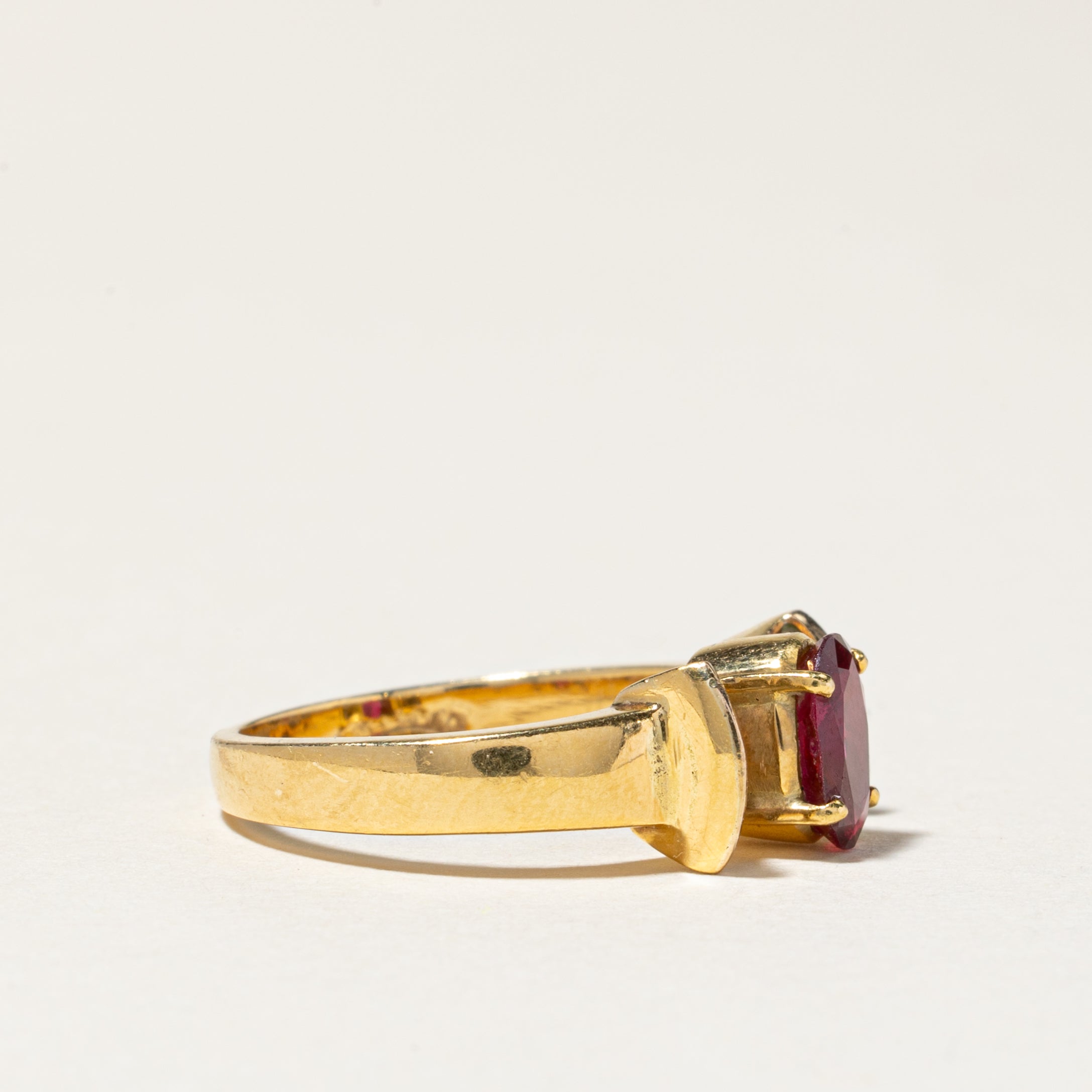 18K Yellow Gold Ruby & Diamond Ring | 0.81ct, 0.33ctw | SZ 5
