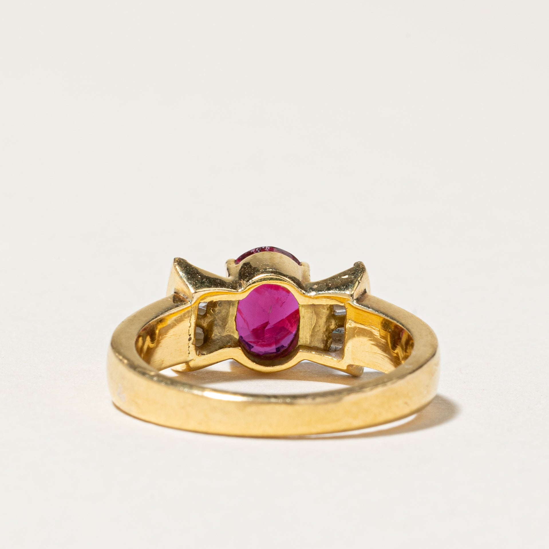 18K Yellow Gold Ruby & Diamond Ring | 0.81ct, 0.33ctw | SZ 5
