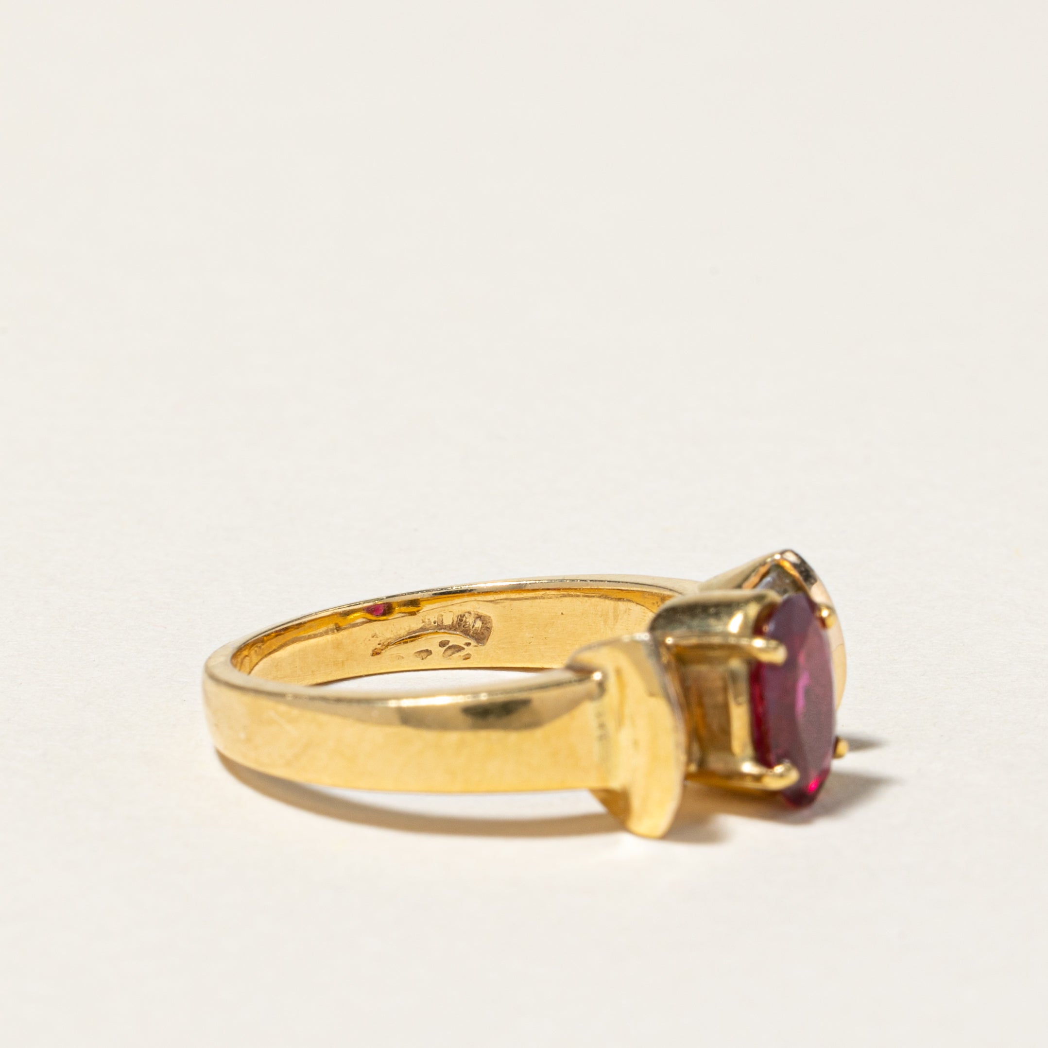 18K Yellow Gold Ruby & Diamond Ring | 0.81ct, 0.33ctw | SZ 5