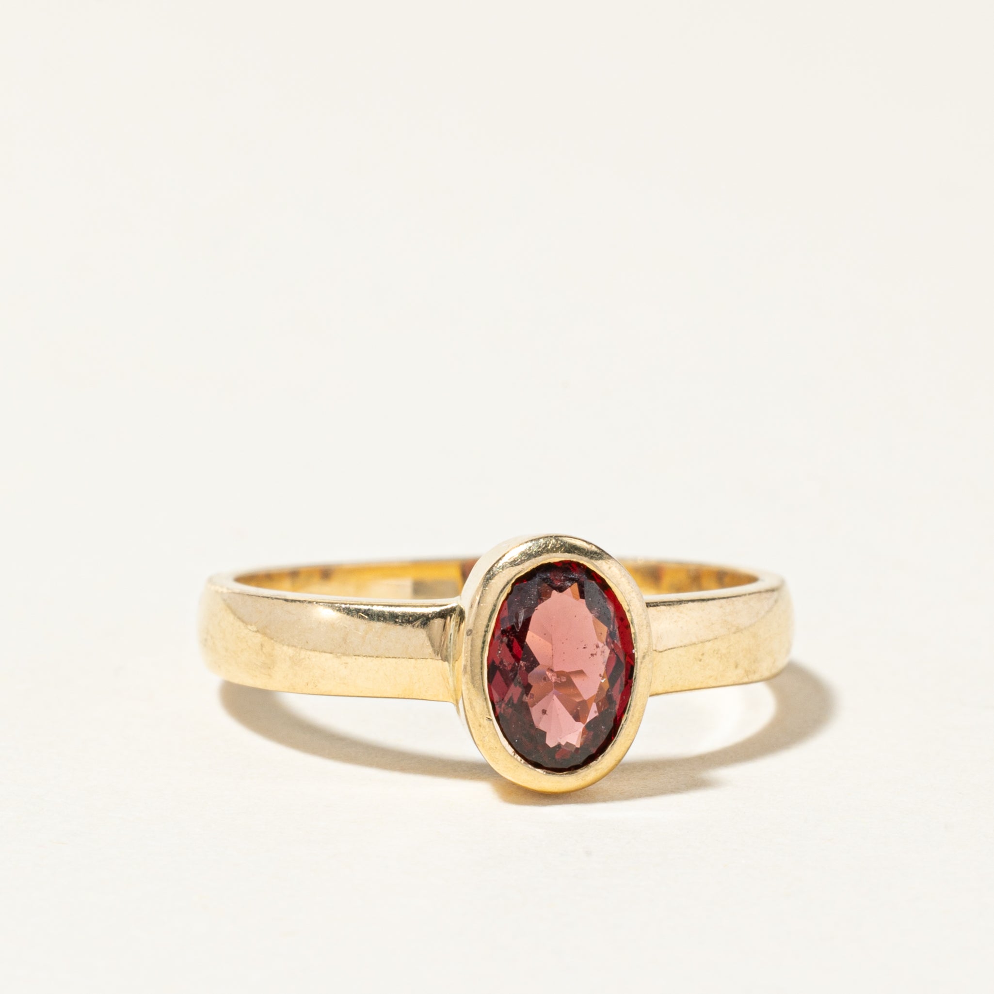 Bezel Set Oval Cut Garnet Ring | 0.75ct | SZ 7.5