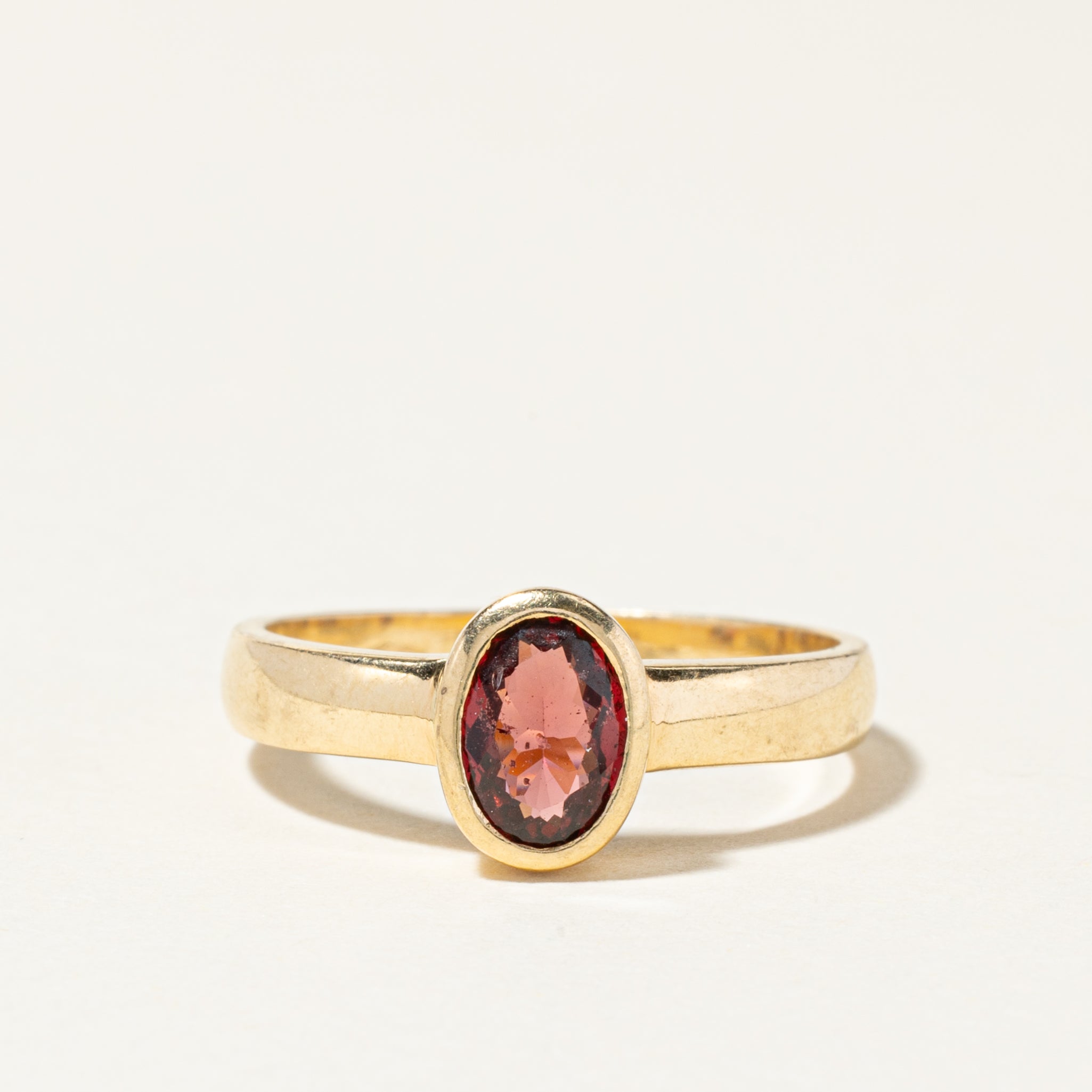 Bezel Set Oval Cut Garnet Ring | 0.75ct | SZ 7.5