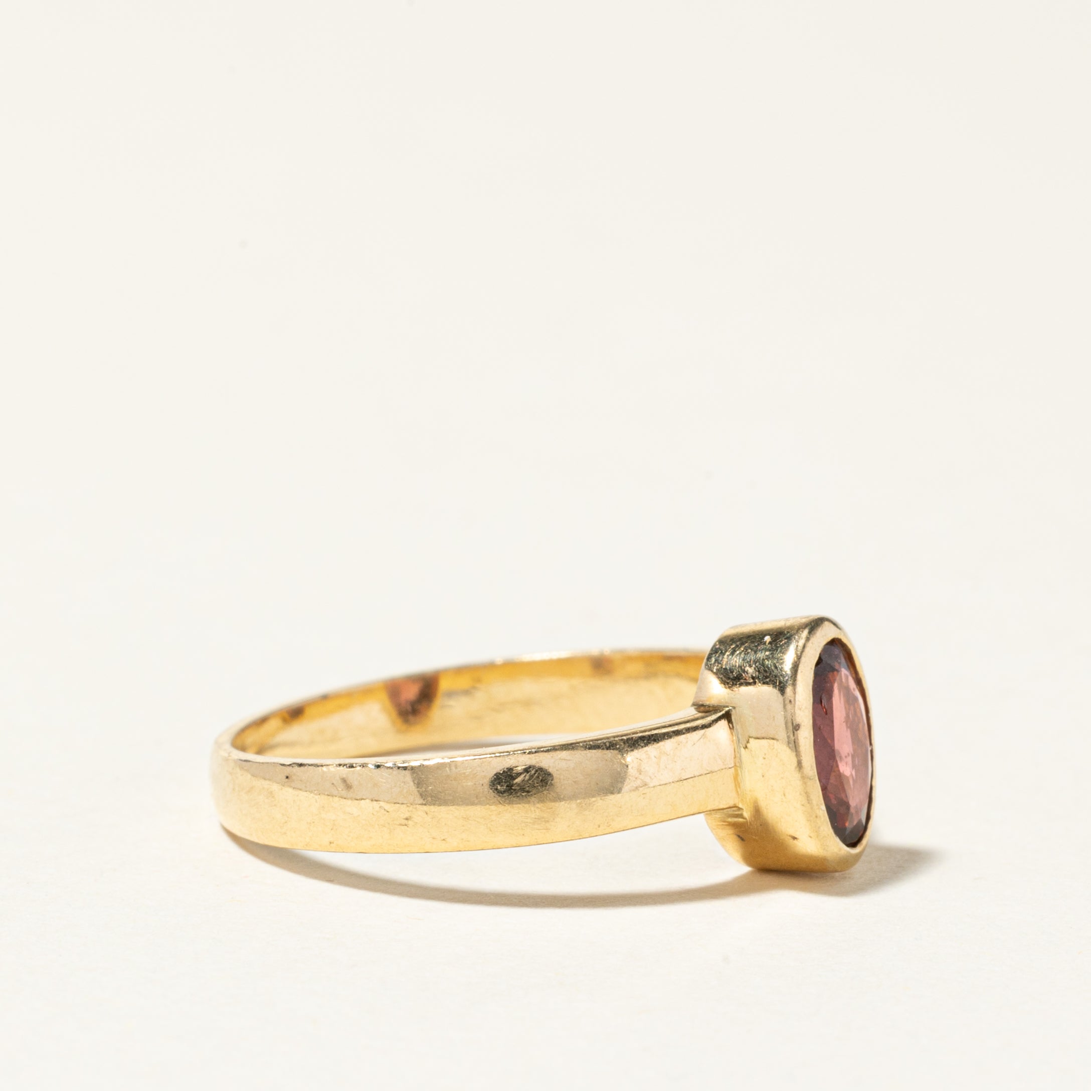 Bezel Set Oval Cut Garnet Ring | 0.75ct | SZ 7.5
