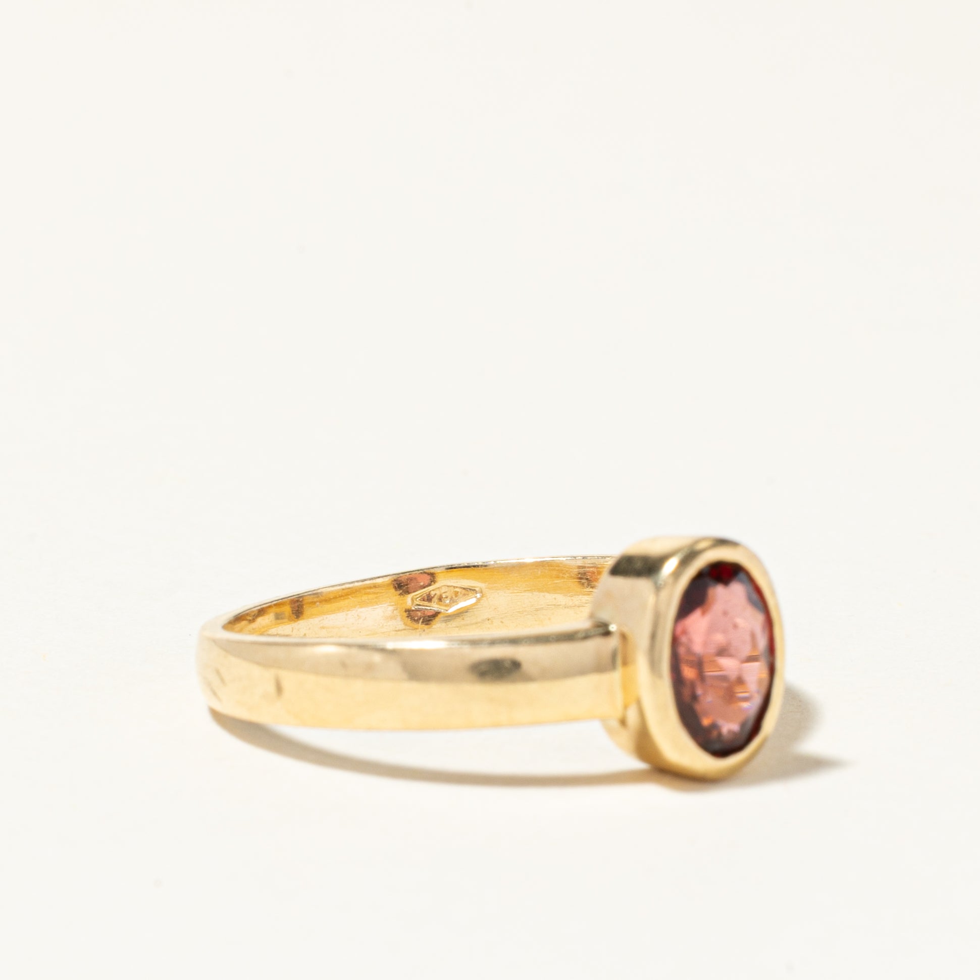 Bezel Set Oval Cut Garnet Ring | 0.75ct | SZ 7.5