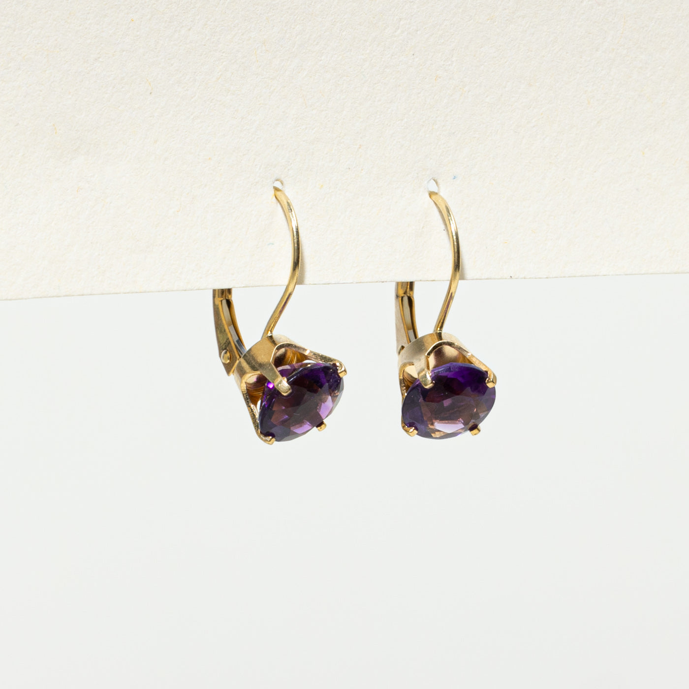 18K Round Cut Amethyst Drop Earrings | 2.30ctw