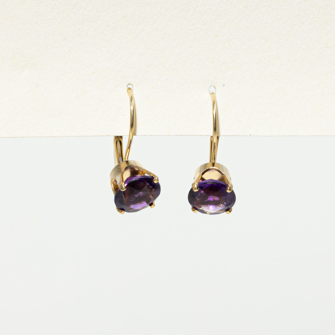 18K Round Cut Amethyst Drop Earrings | 2.30ctw