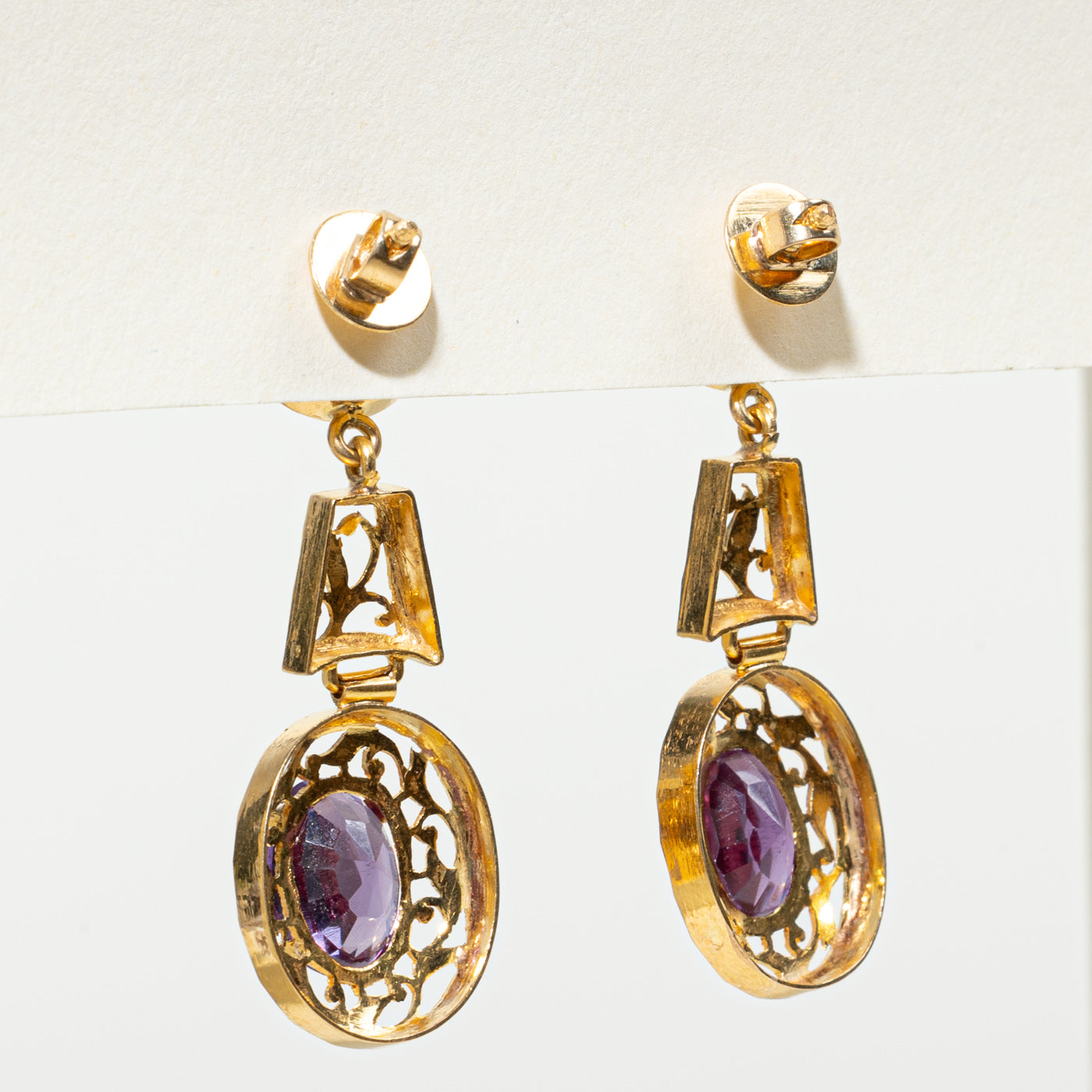 12K Synthetic Sapphire Ornate Openwork Drop Earrings | 7.00ctw