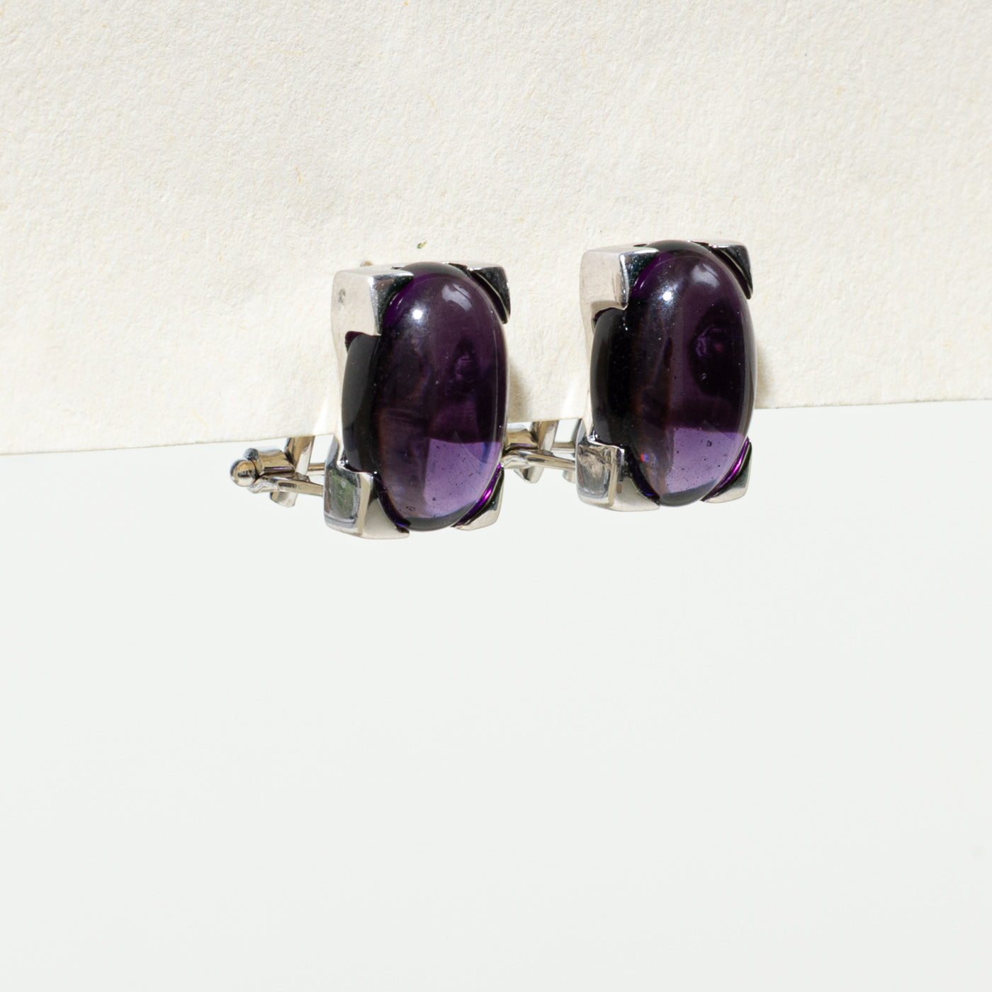18k Cabochon Amethyst Stud Earrings | 6.20ctw