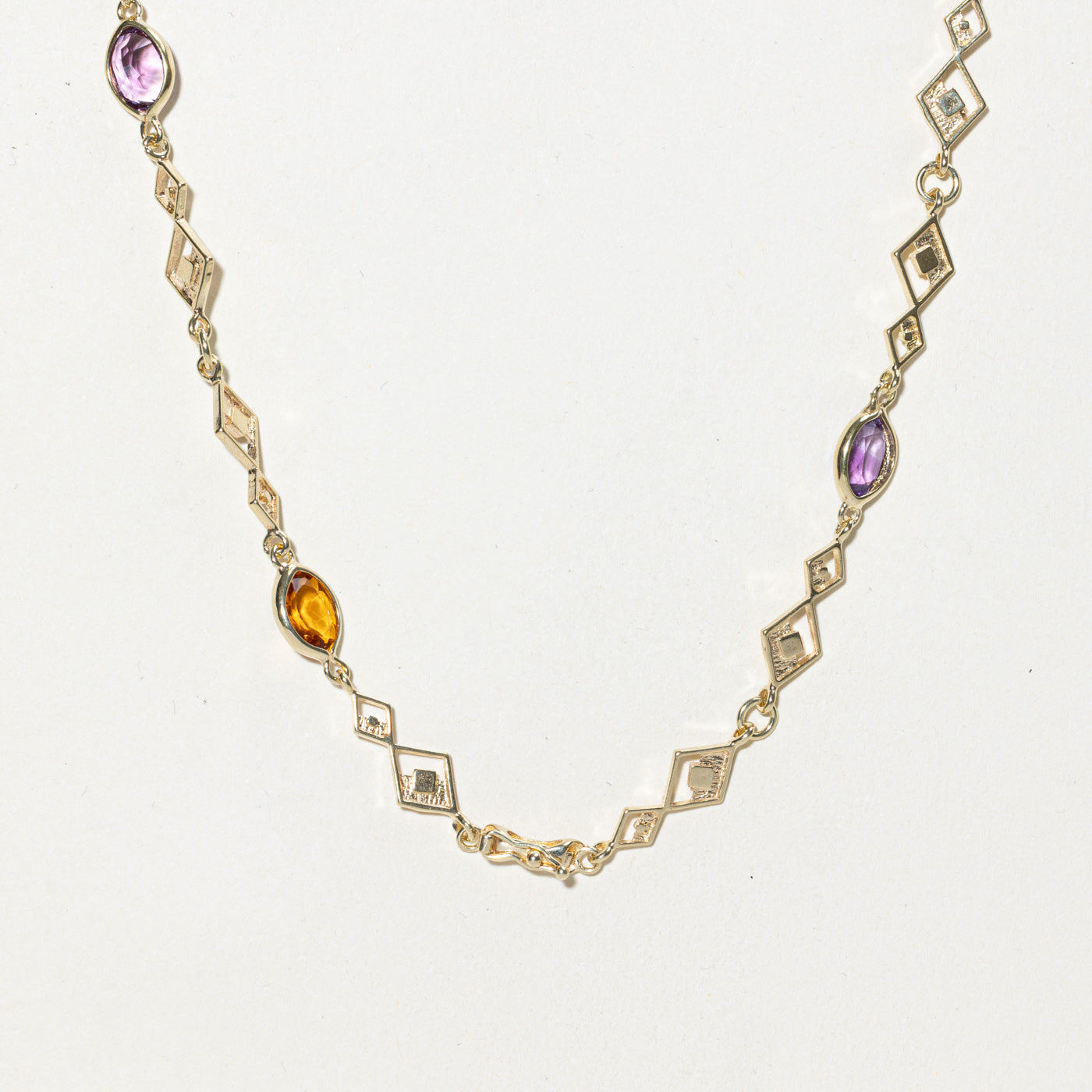 14K Bezel Set Multi Gemstone Geometric Necklace | 15.00ctw | 30"