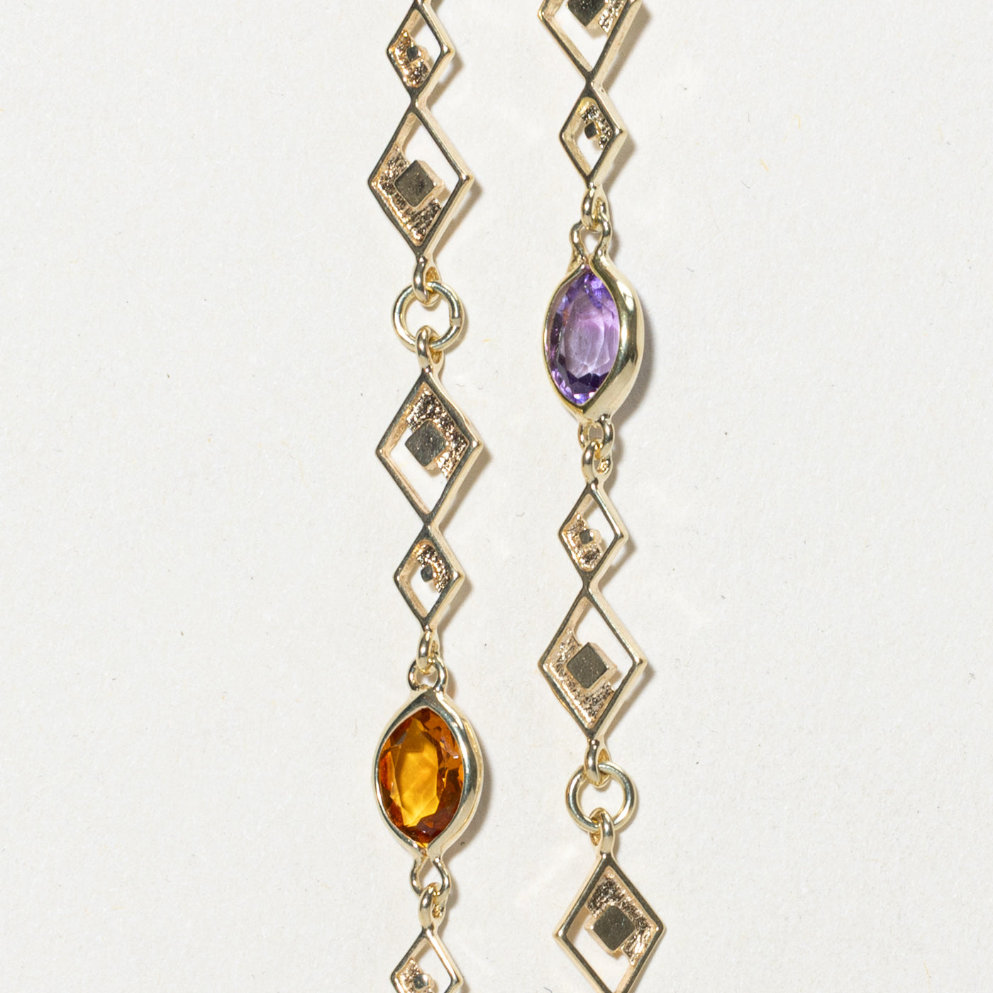 14K Bezel Set Multi Gemstone Geometric Necklace | 15.00ctw | 30"